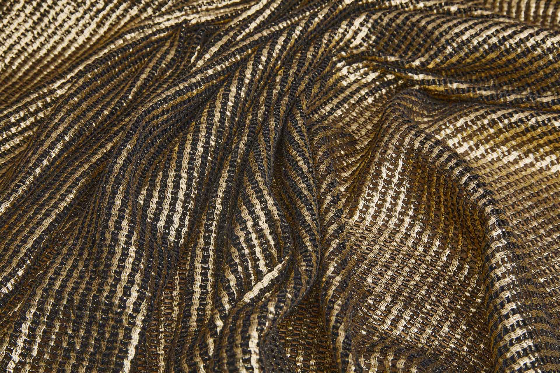 Gold Foil Printed Black Cotton Mesh Weave fabric, image 8 of 8