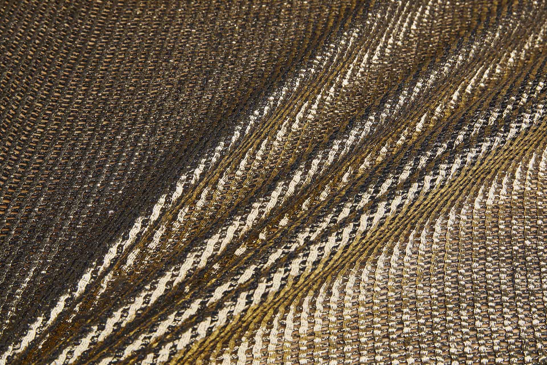 Gold Foil Printed Black Cotton Mesh Weave fabric, image 2 of 8