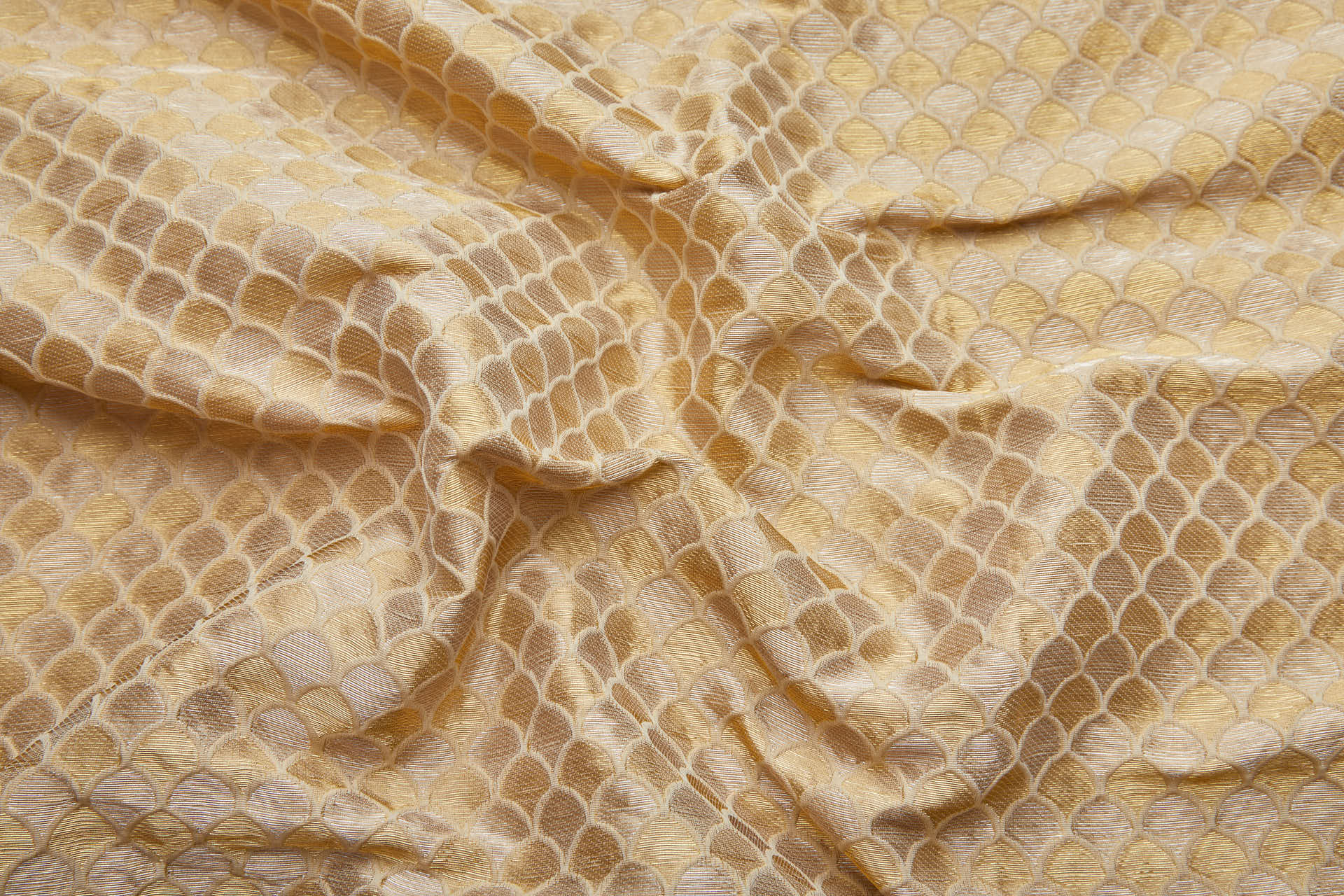 Banaras Brocade - Clay with Silver and Gold Scale Pattern fabric, image 4 of 10
