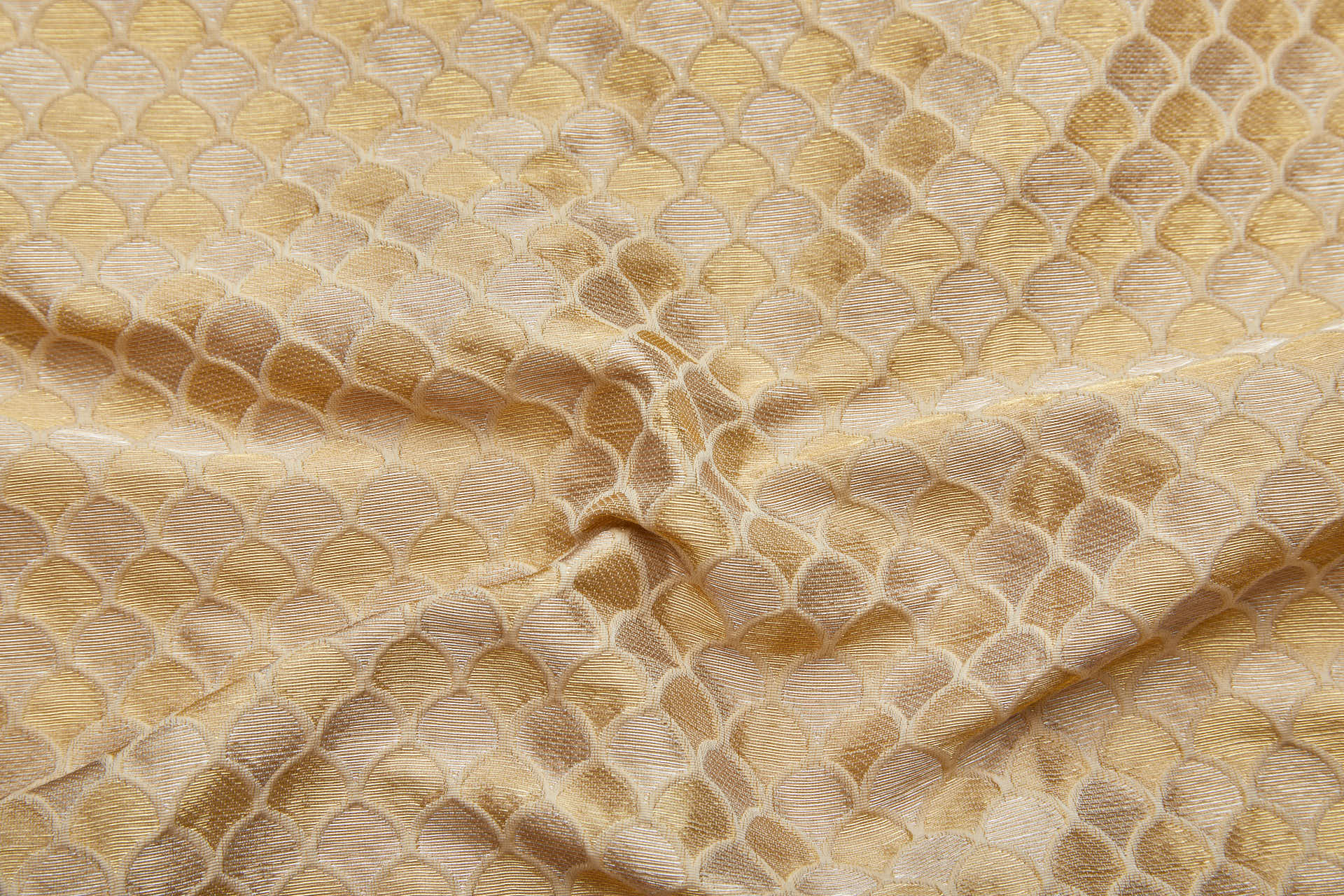 Banaras Brocade - Clay with Silver and Gold Scale Pattern fabric, image 2 of 10