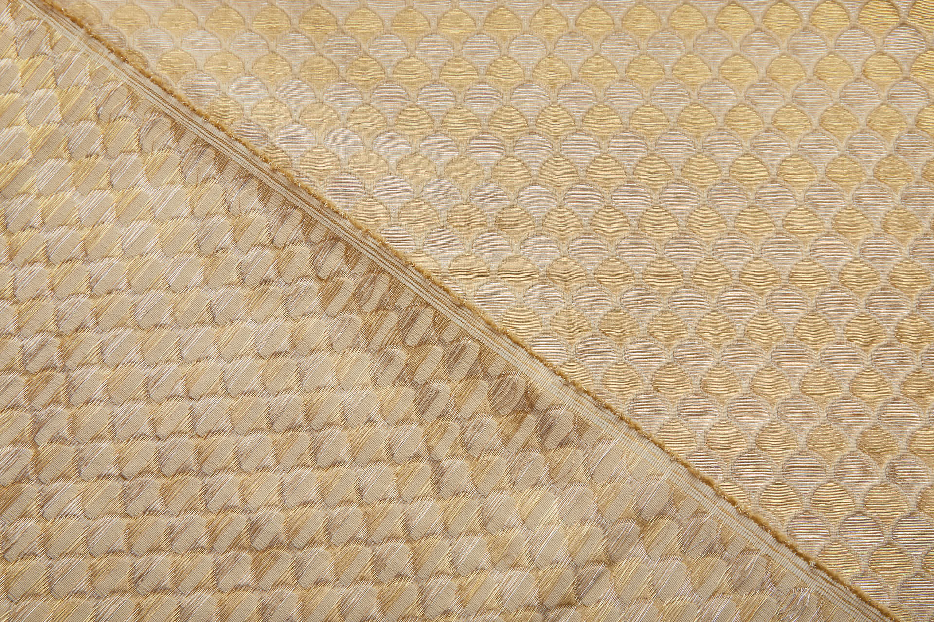 Banaras Brocade - Clay with Silver and Gold Scale Pattern fabric, image 3 of 10
