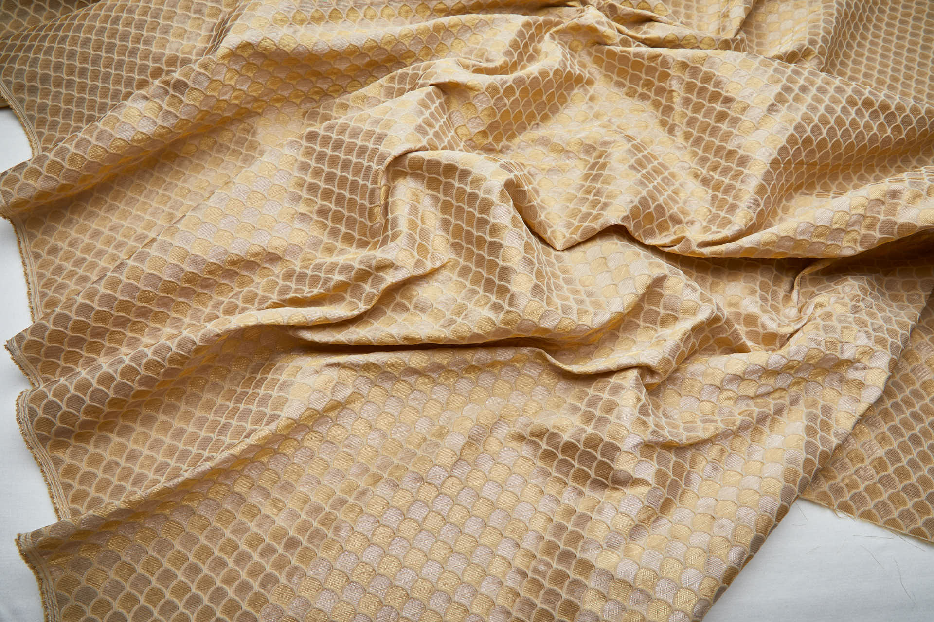 Banaras Brocade - Clay with Silver and Gold Scale Pattern fabric, image 7 of 10