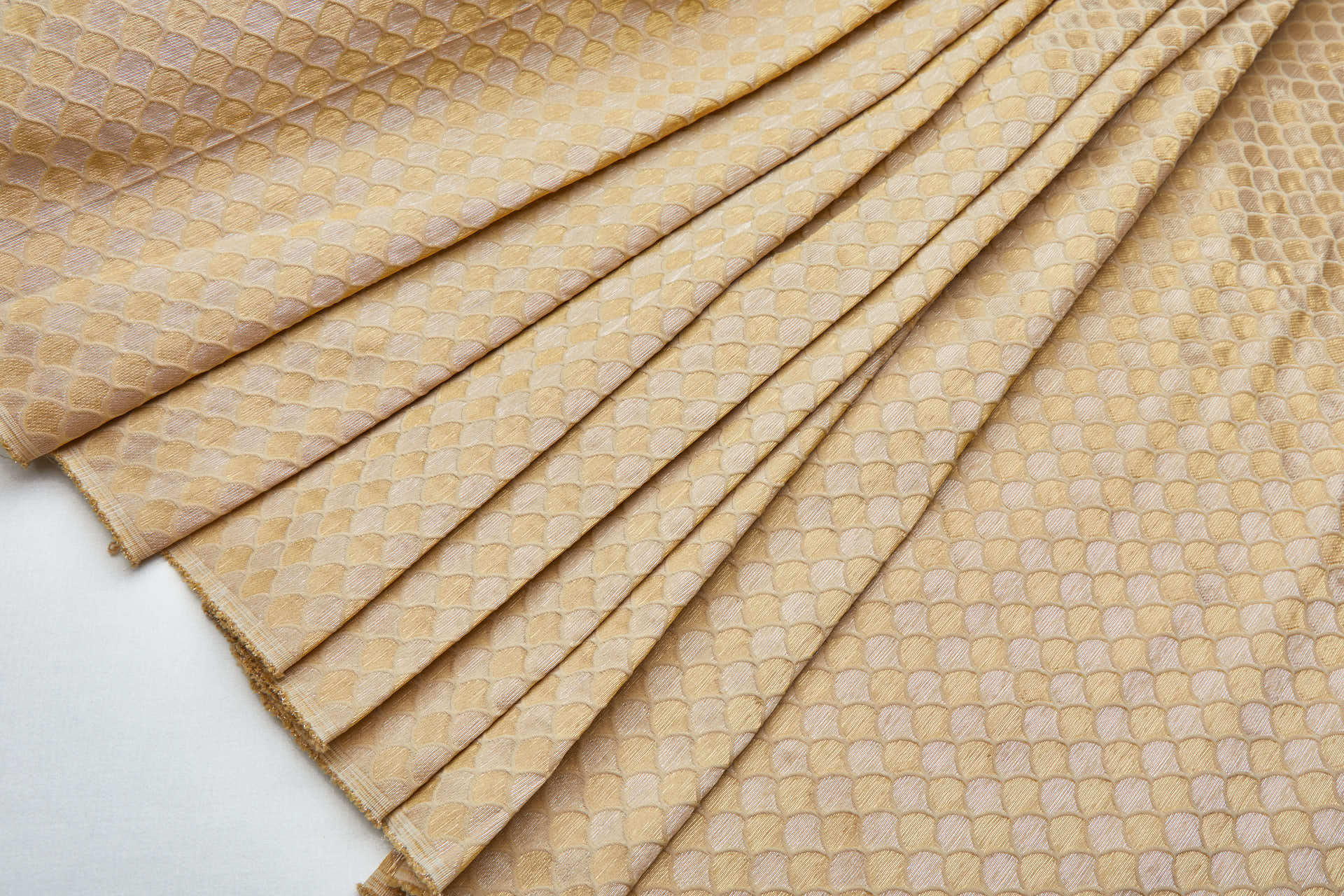 Banaras Brocade - Clay with Silver and Gold Scale Pattern fabric, image 8 of 10