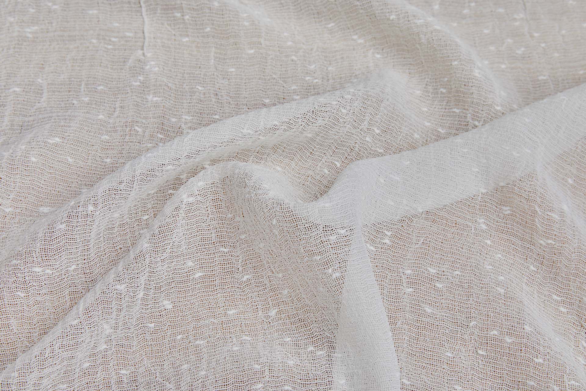 Ivory Textured "Linen" Look Sheer Fabric