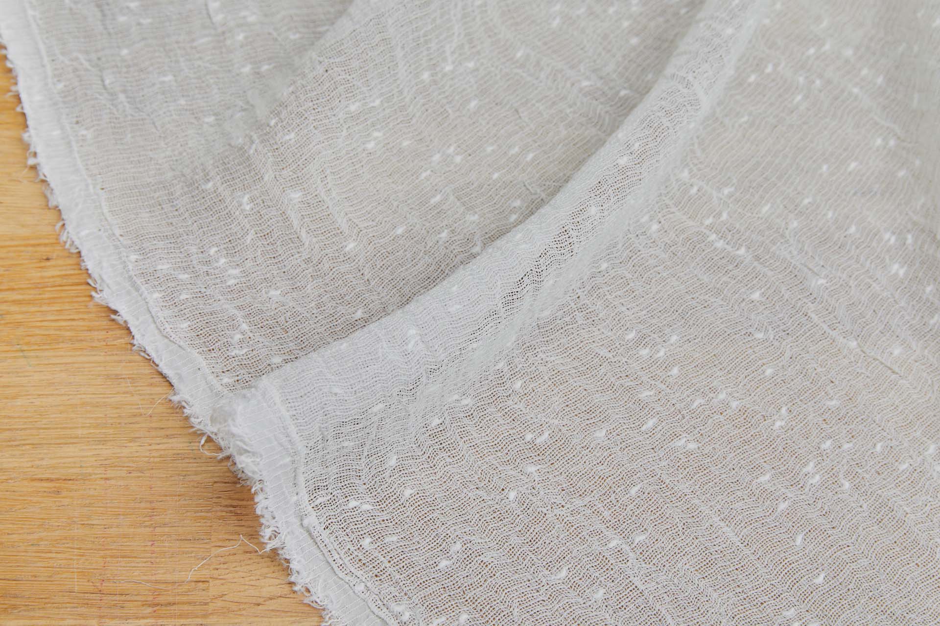 Ivory Textured "Linen" Look Sheer Fabric, image 4 of 5