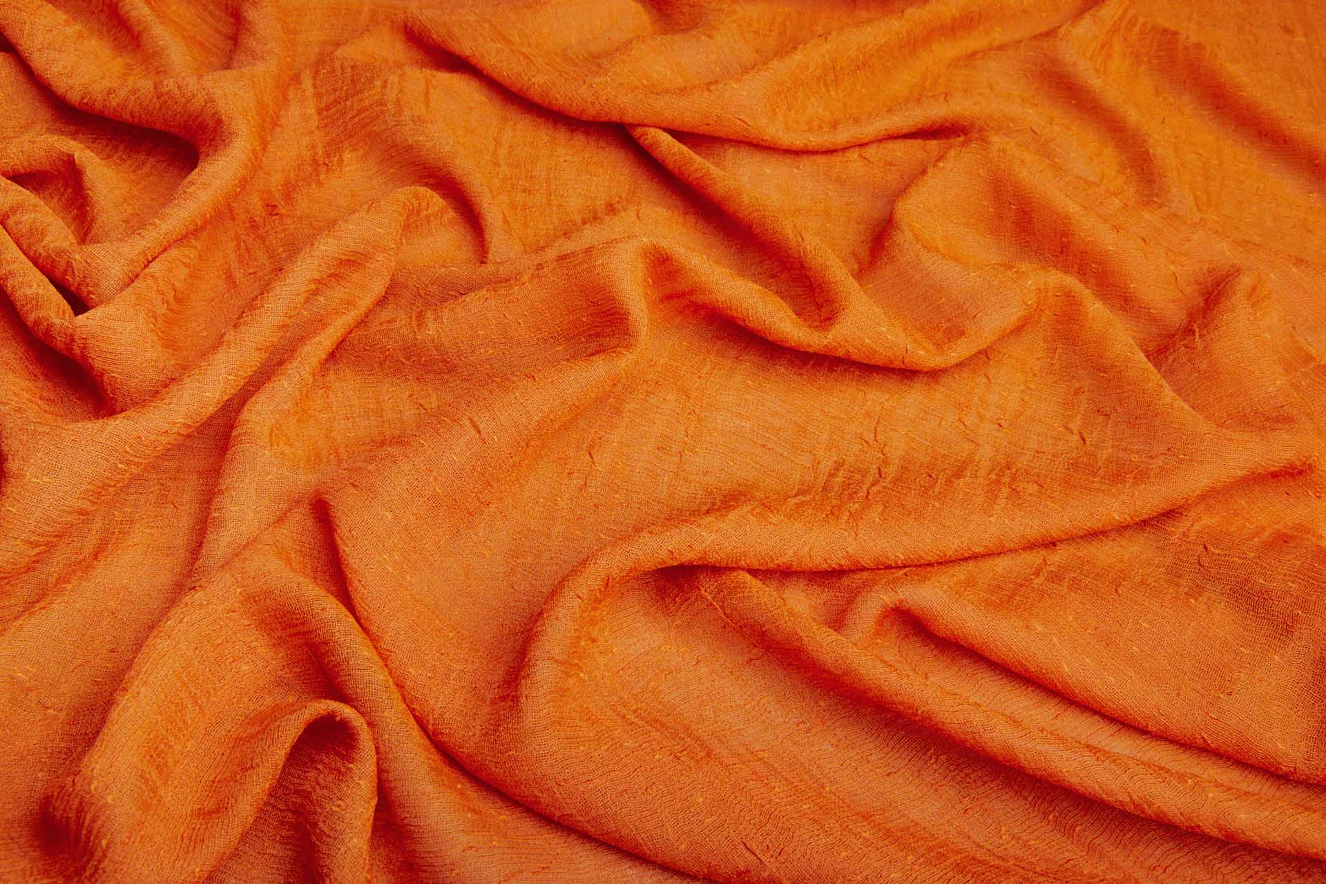 Orange Textured "Linen" Look Sheer Fabric, image 3 of 5
