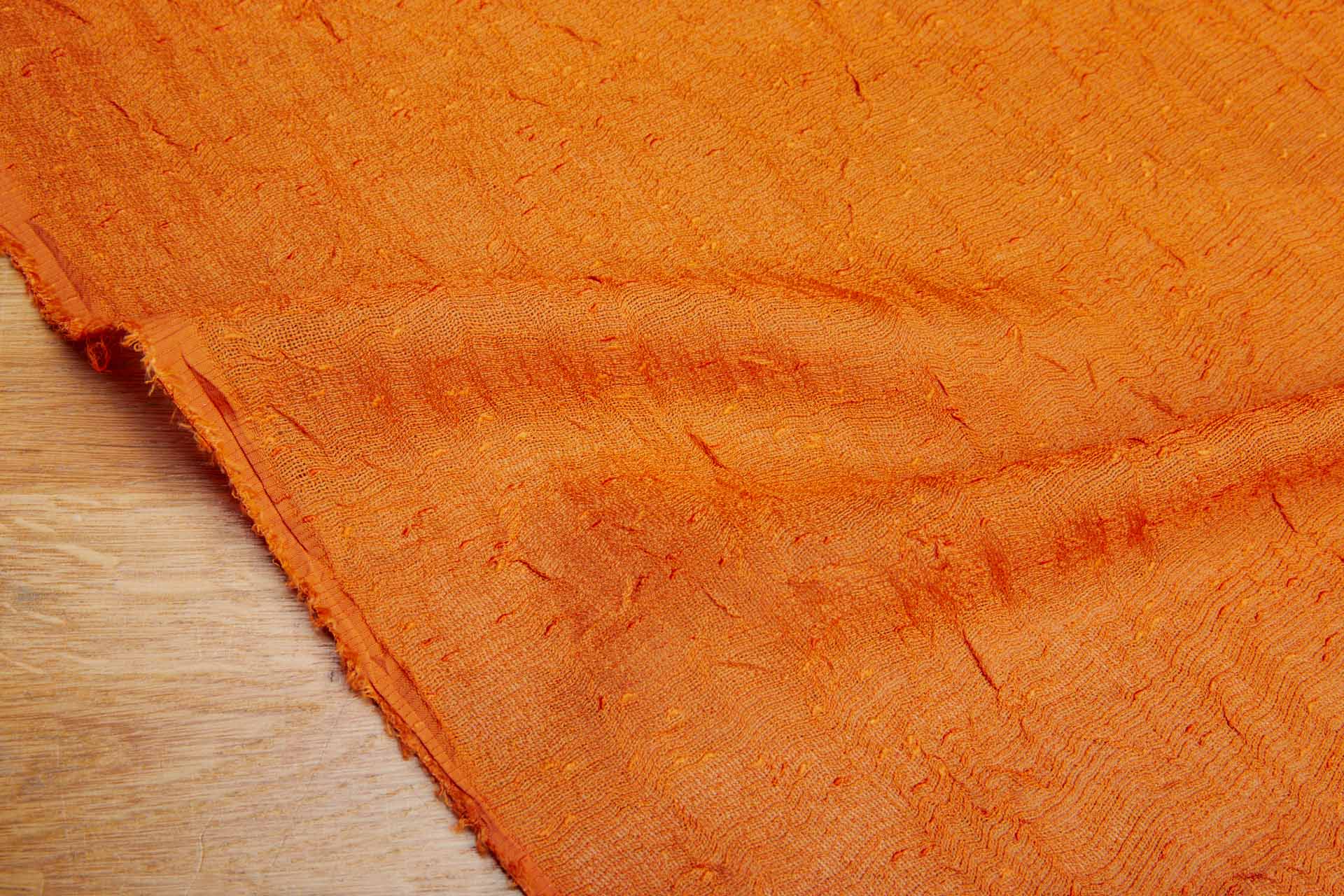 Orange Textured "Linen" Look Sheer Fabric, image 4 of 5
