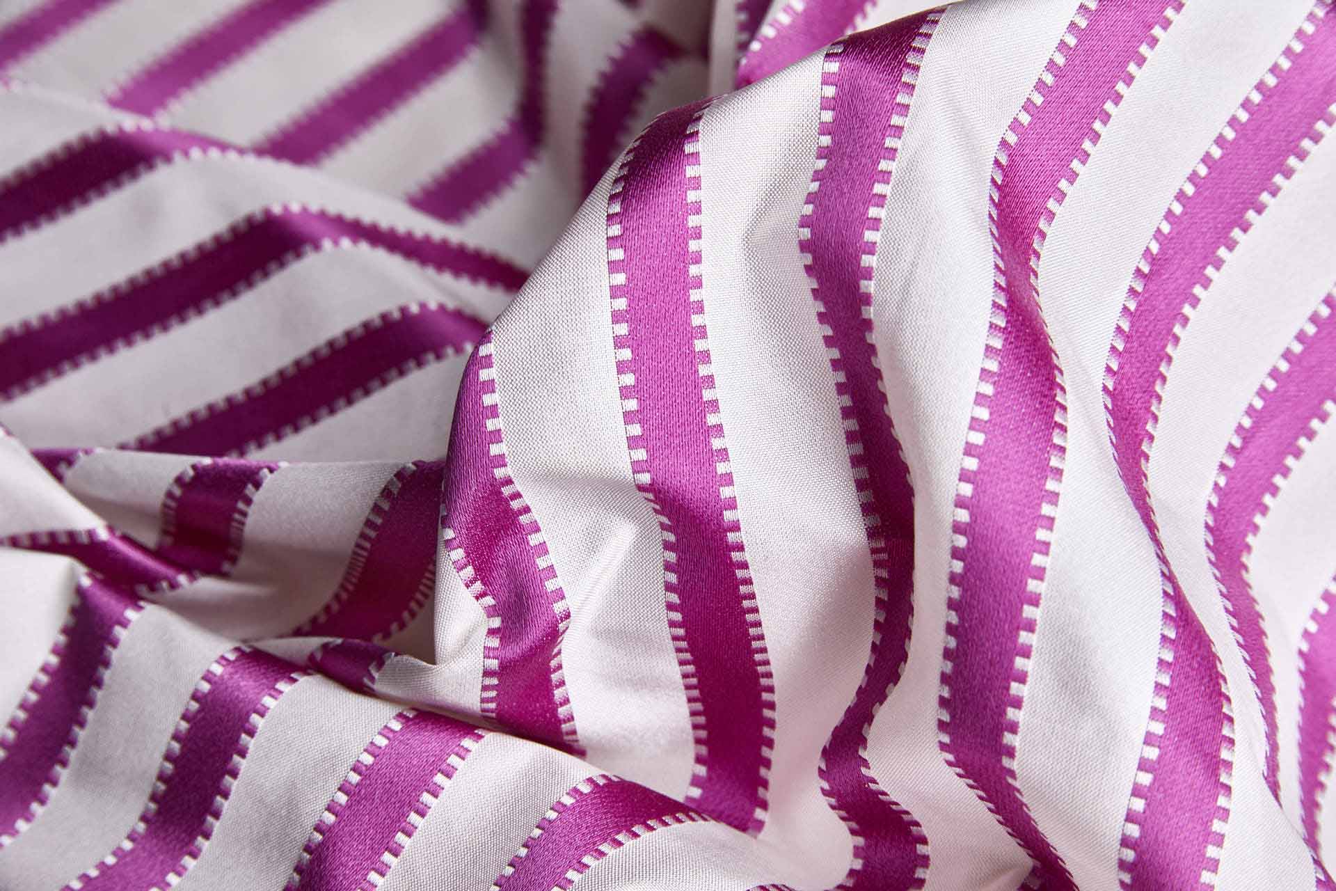Purple and Ivory Striped Silk Brocade fabric