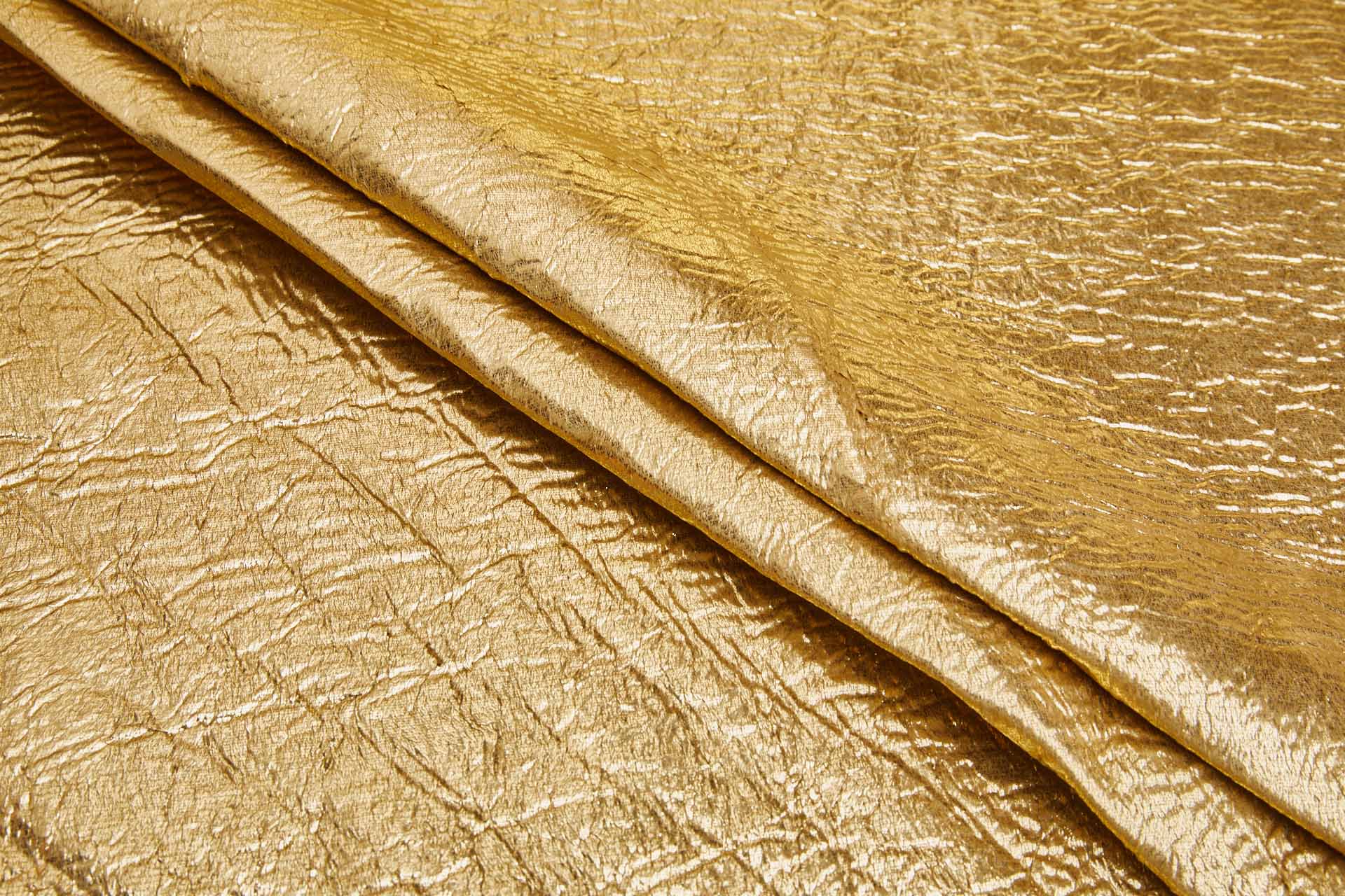 Gold Foil Printed Straw Gold Short Pile Faux Fur fabric, image 2 of 6