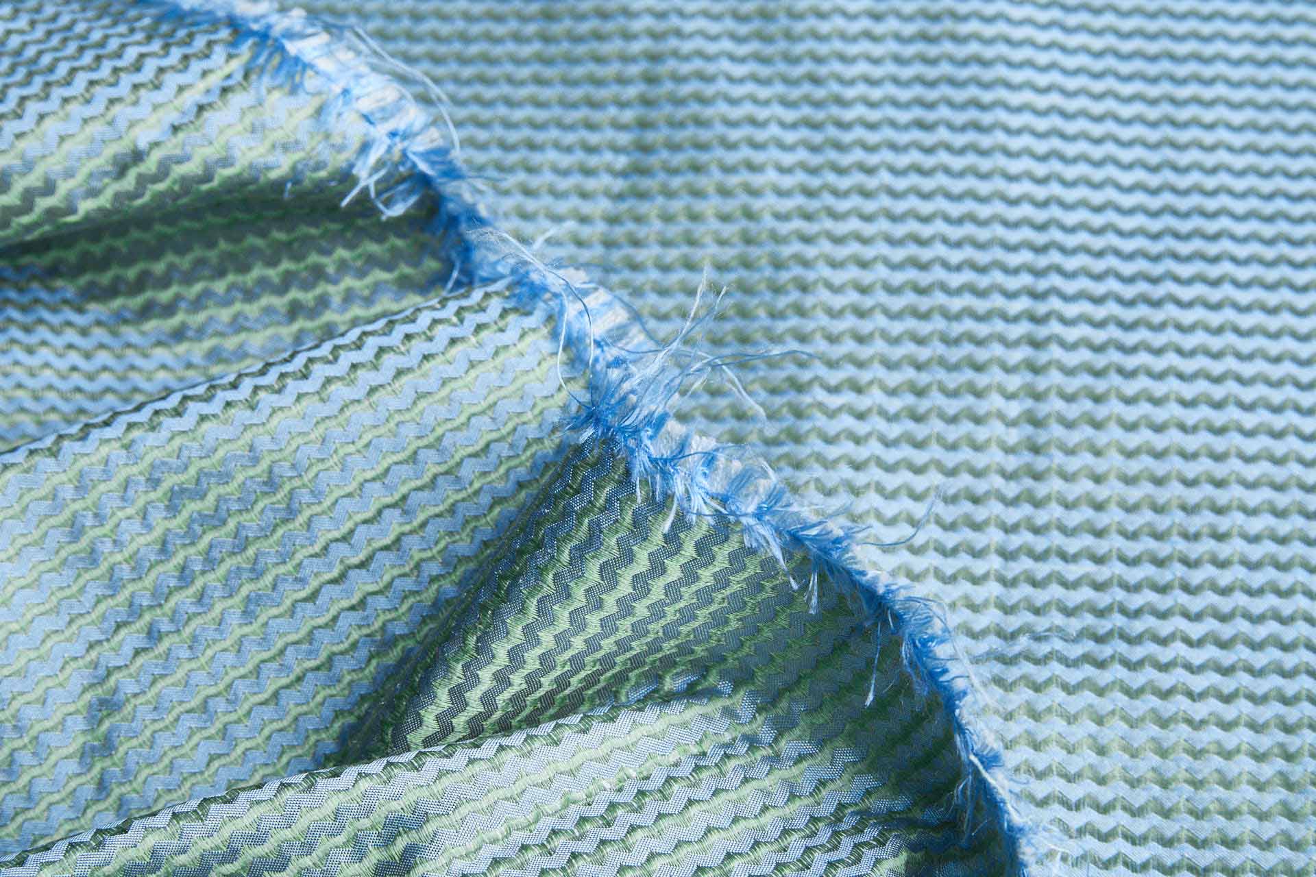 Pale Blue and Sage Green Zig-zag Brocade fabric, image 3 of 6
