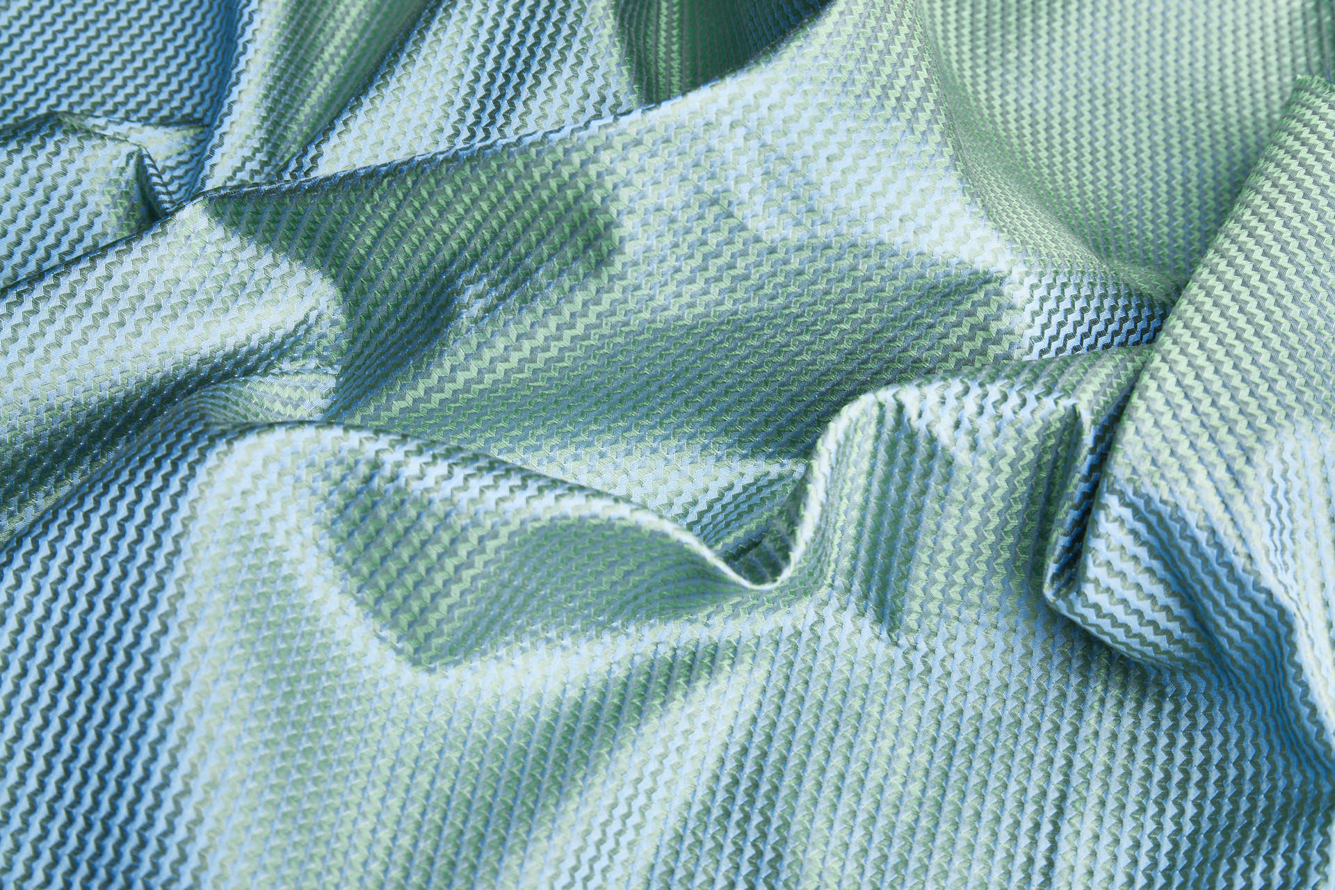 Pale Blue and Sage Green Zig-zag Brocade fabric, image 4 of 6