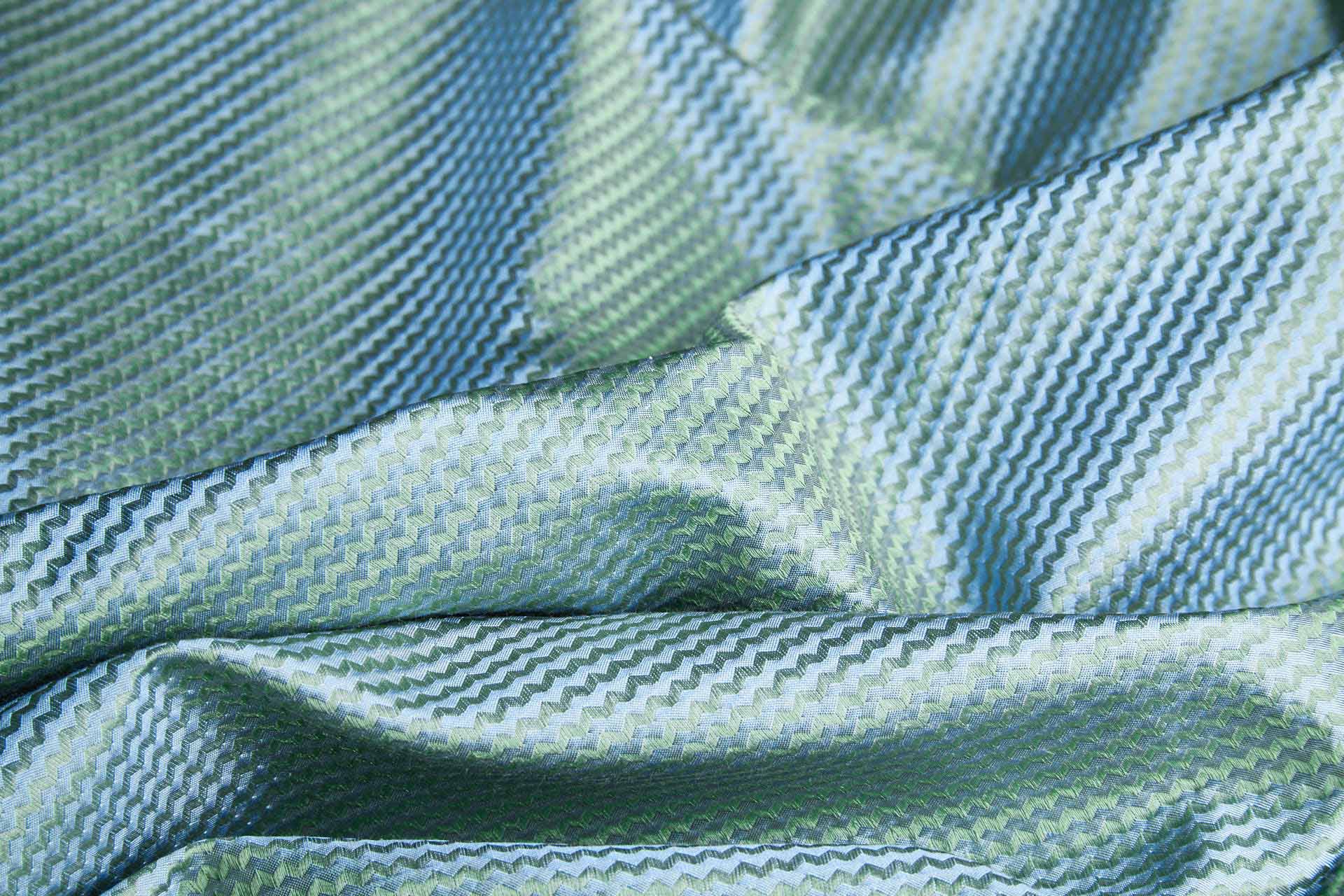 Pale Blue and Sage Green Zig-zag Brocade fabric, image 5 of 6