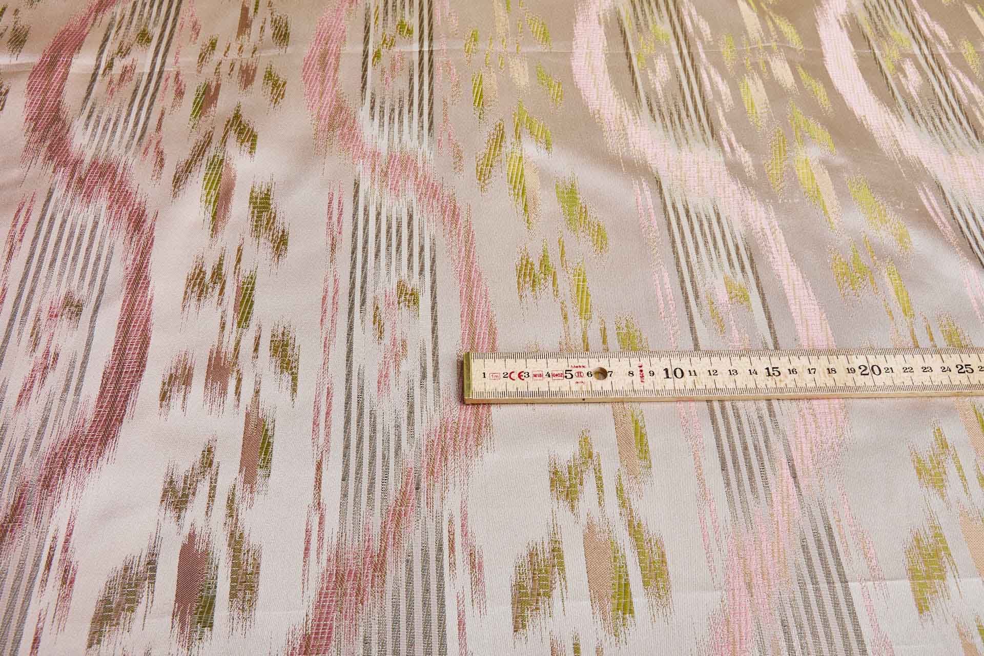 Satin Brocade in Oyster with Pinks and Greens fabric, image 2 of 10