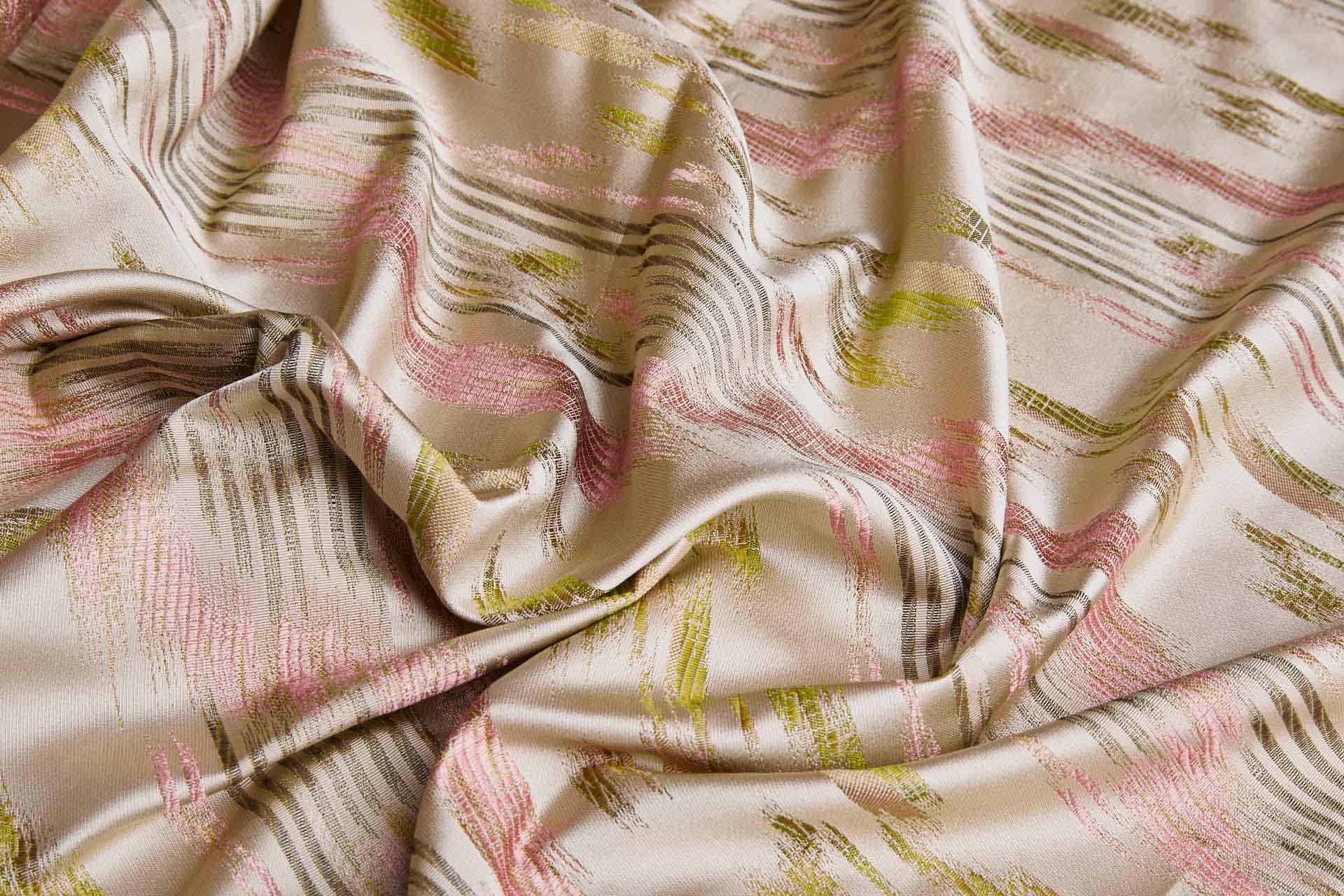 Satin Brocade in Oyster with Pinks and Greens fabric, image 4 of 10