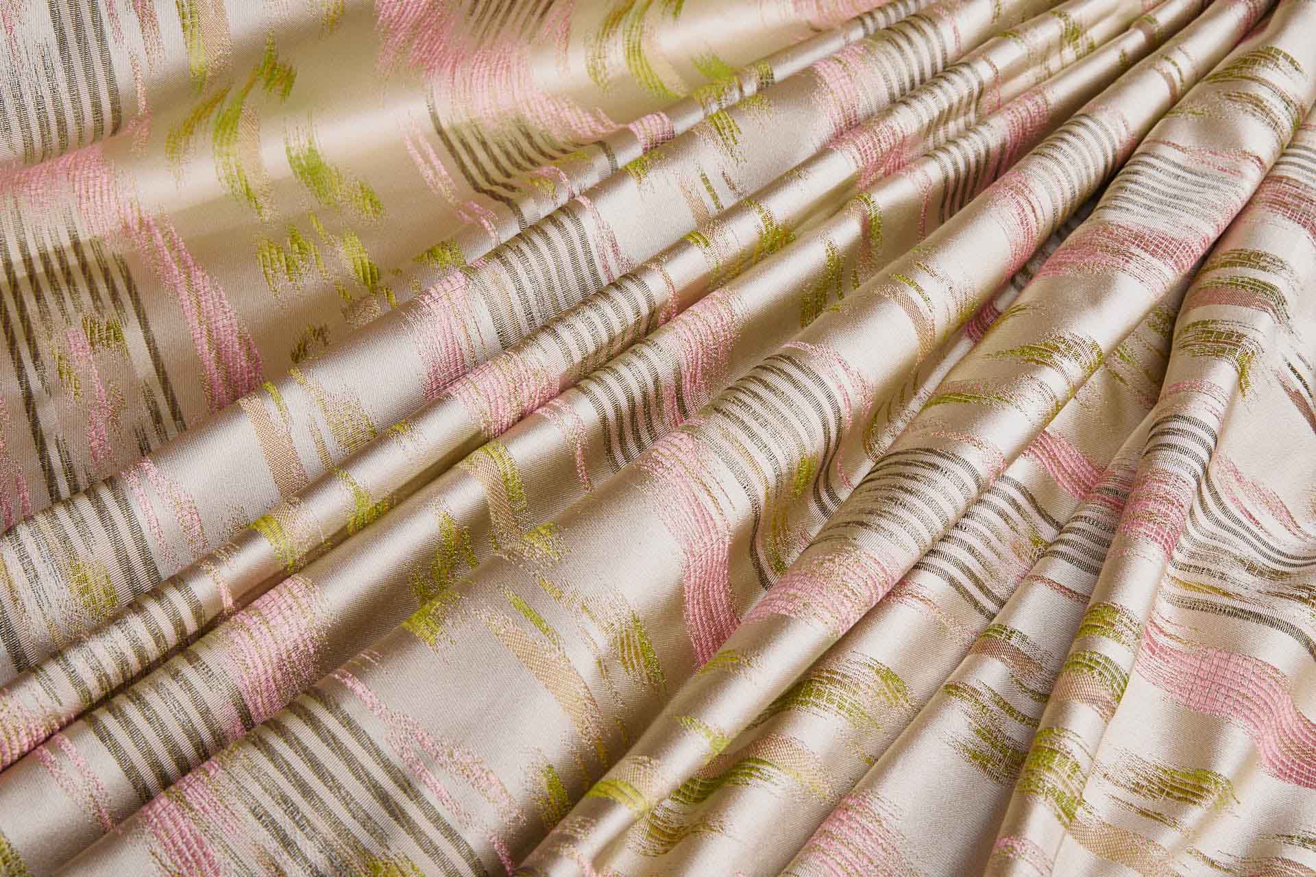 Satin Brocade in Oyster with Pinks and Greens fabric, image 5 of 10