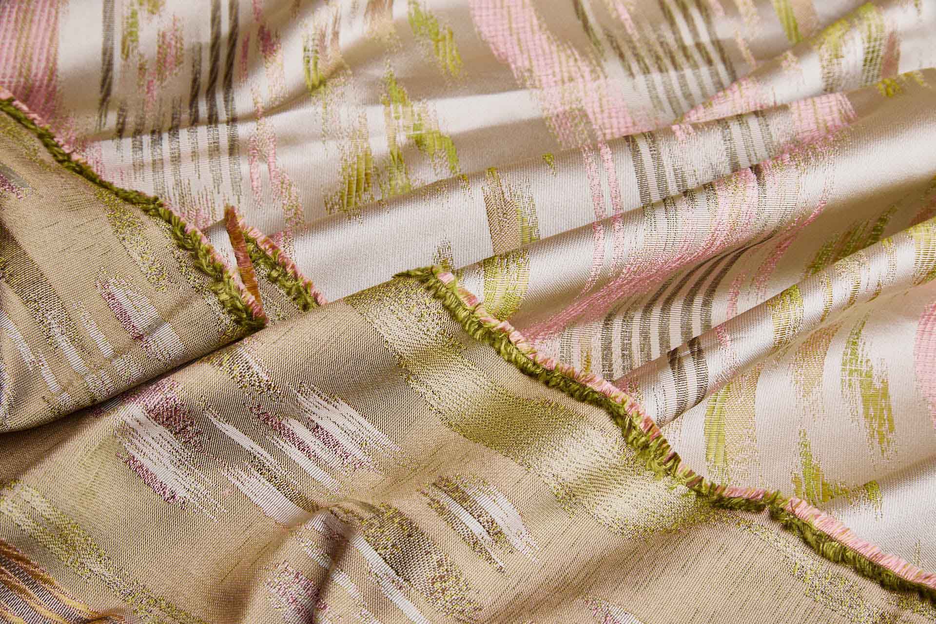 Satin Brocade in Oyster with Pinks and Greens fabric, image 6 of 10
