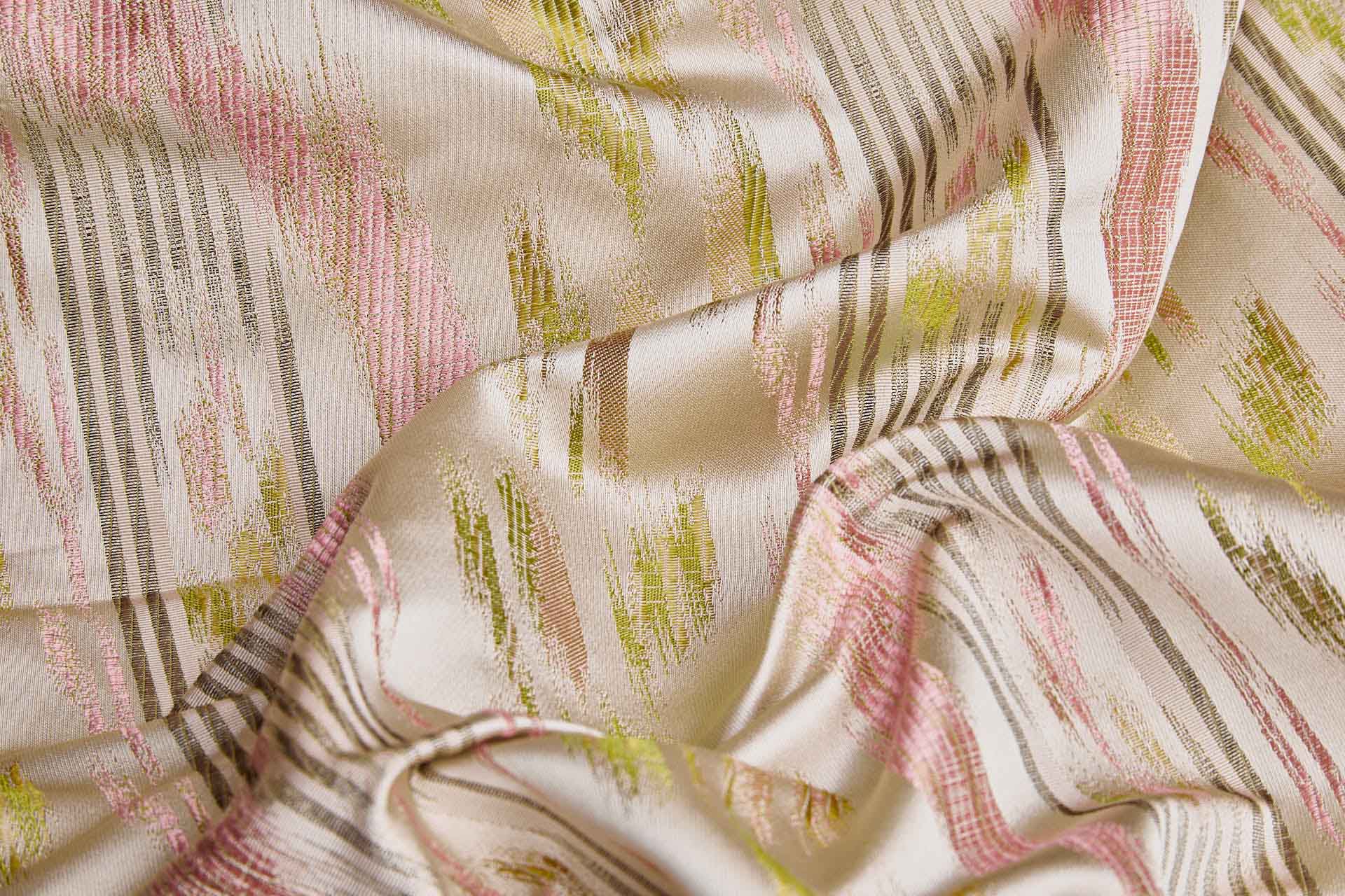 Satin Brocade in Oyster with Pinks and Greens fabric, image 9 of 10