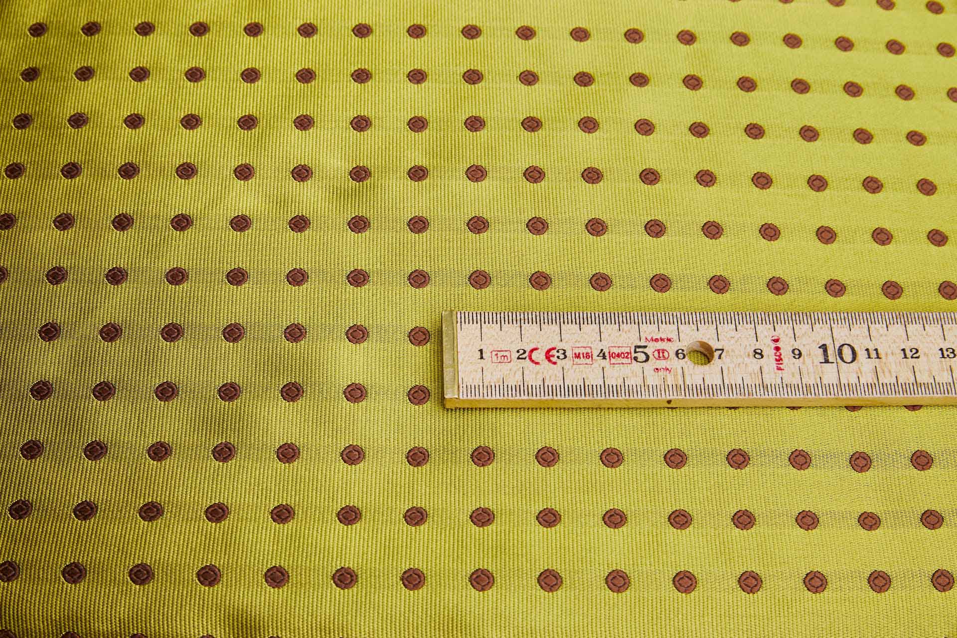 Polka Dot Spot Brocade in Yellow with Brown fabric, image 2 of 6