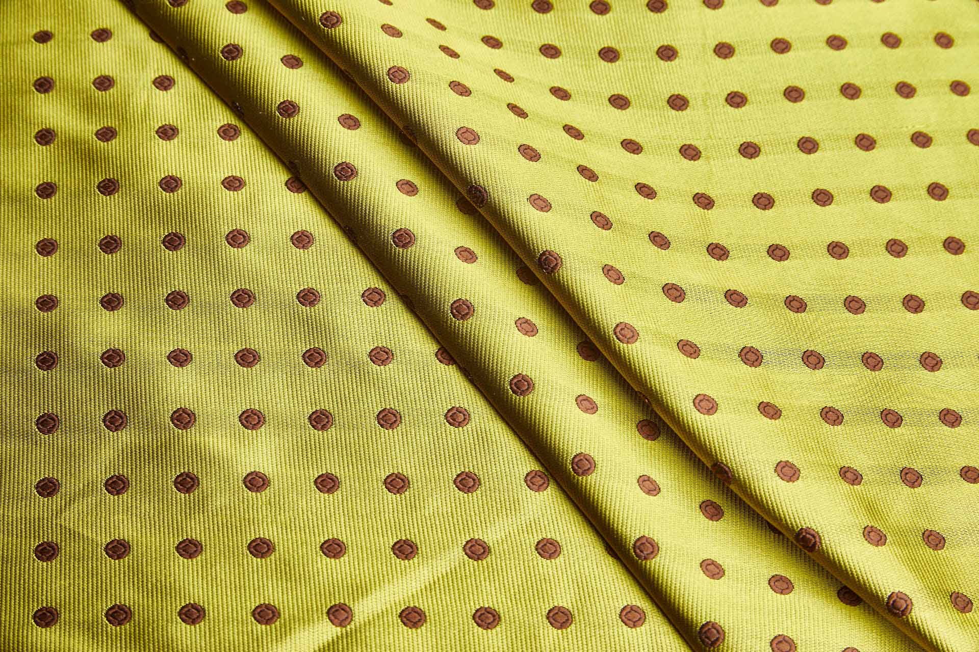 Polka Dot Spot Brocade in Yellow with Brown fabric, image 3 of 6
