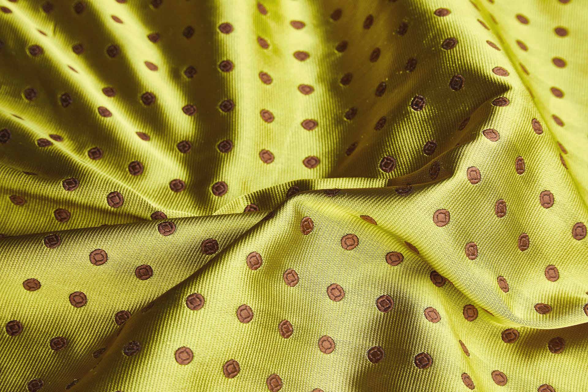 Polka Dot Spot Brocade in Yellow with Brown fabric, image 4 of 6