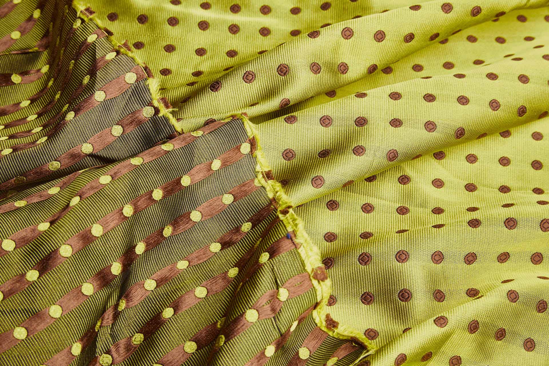 Polka Dot Spot Brocade in Yellow with Brown fabric, image 5 of 6