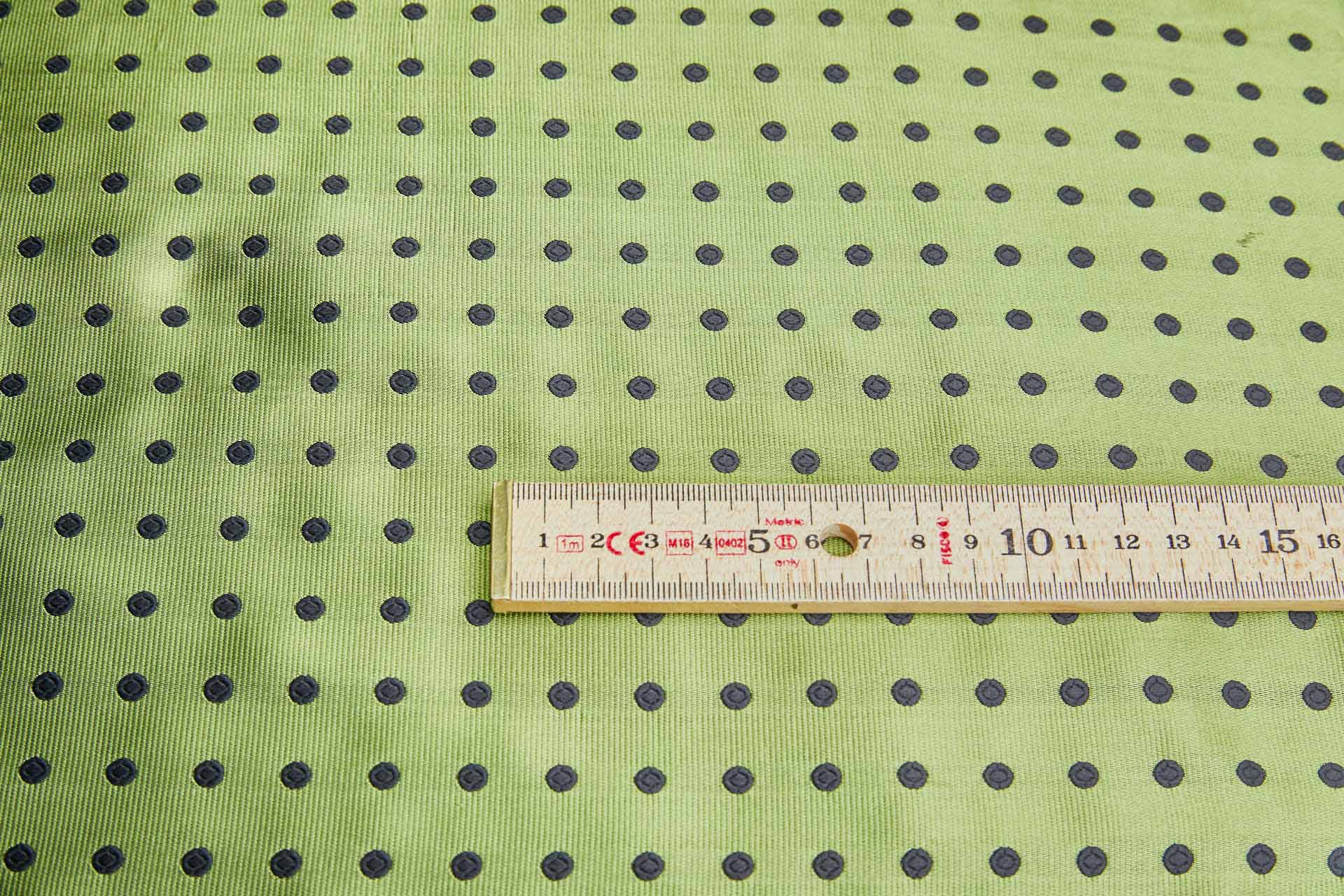 Polka Dot Spot Brocade in Green with Black fabric, image 2 of 6