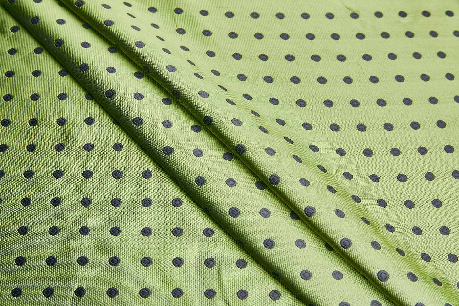 Polka Dot Spot Brocade in Green with Black fabric, image 3 of 6