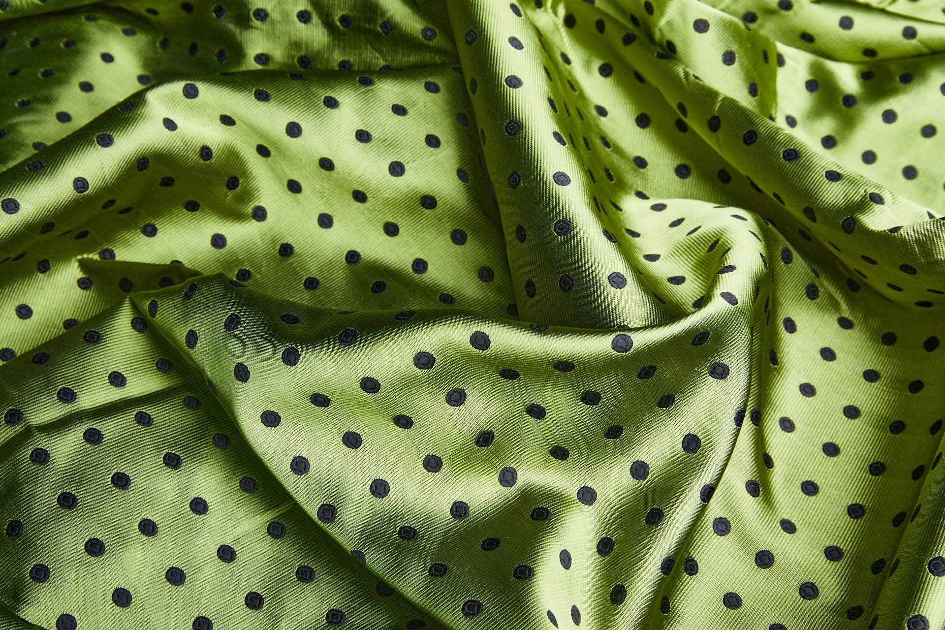 Polka Dot Spot Brocade in Green with Black fabric, image 4 of 6