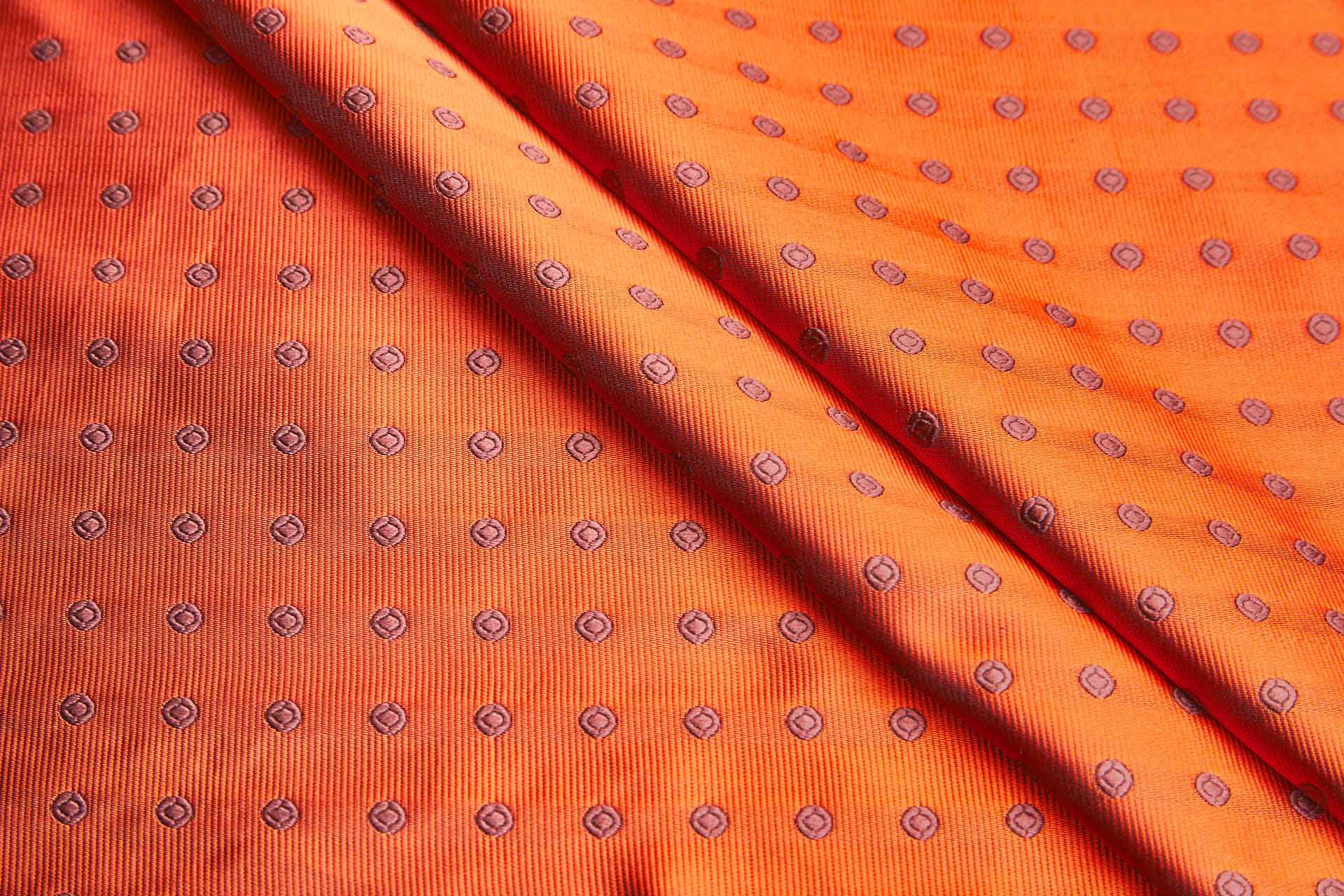 Polka Dot Spot Brocade in Orange with Maroon fabric, image 3 of 6