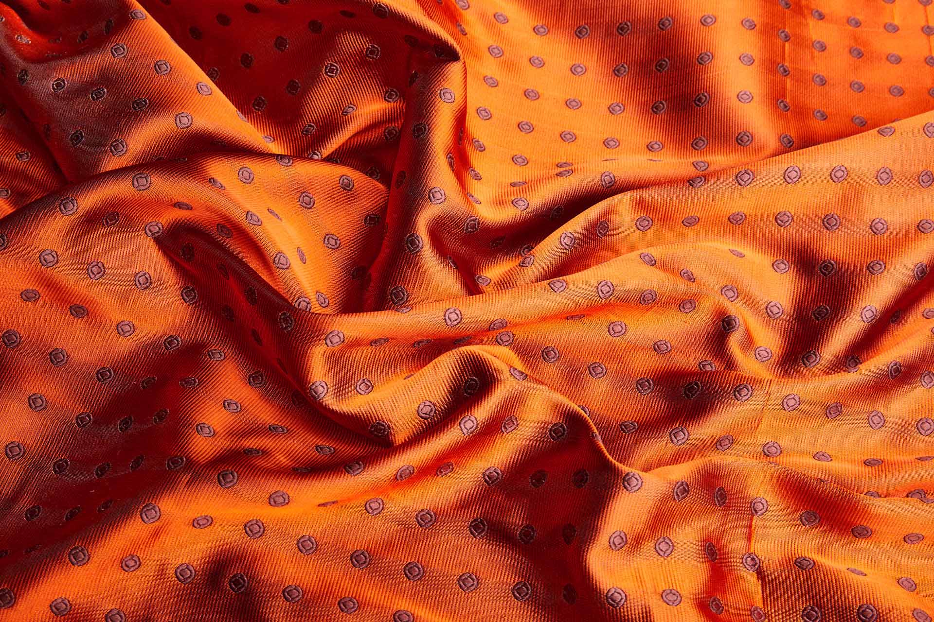 Polka Dot Spot Brocade in Orange with Maroon fabric, image 4 of 6