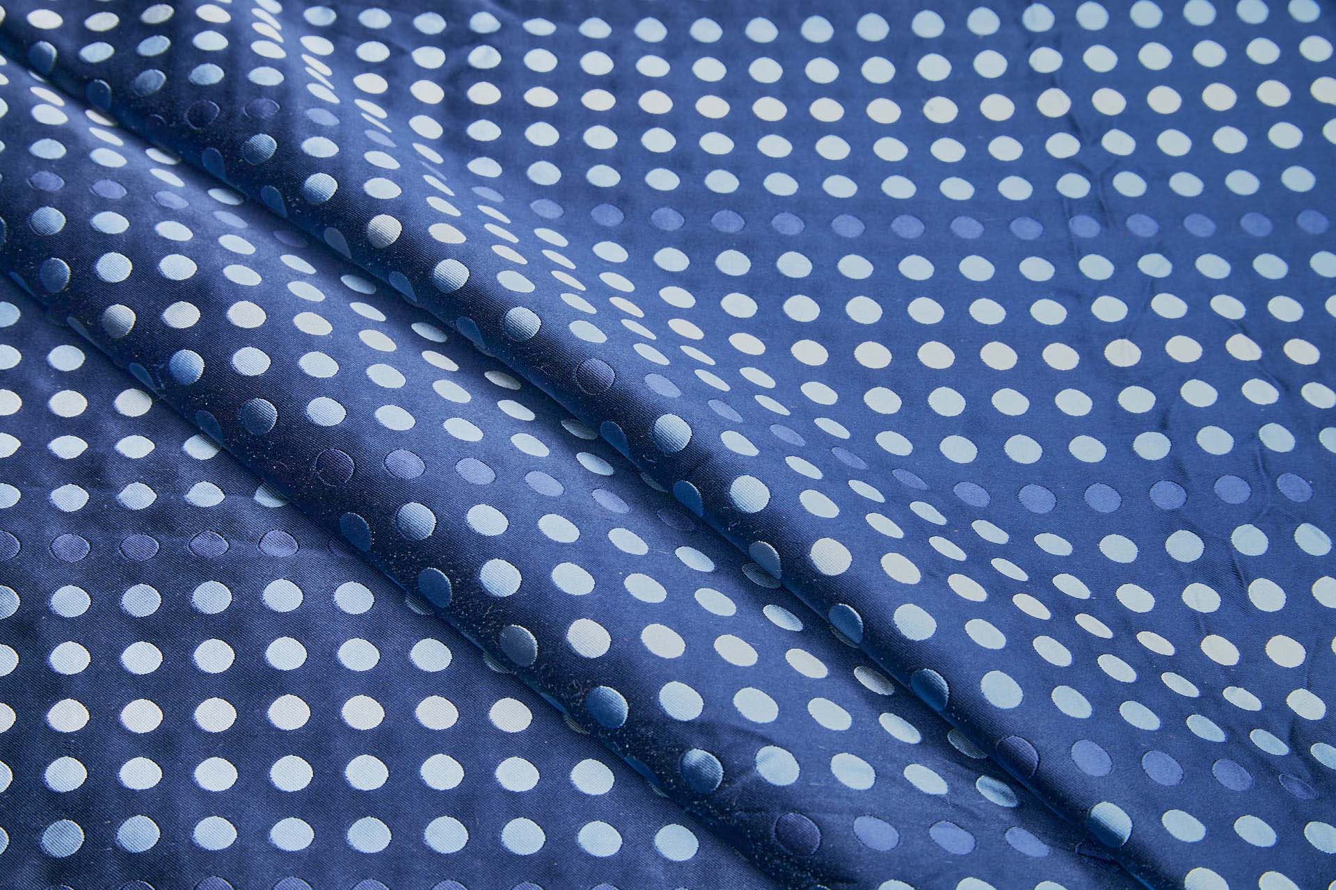 Polka Dot Spot Brocade in Navy with Shades of Blue fabric