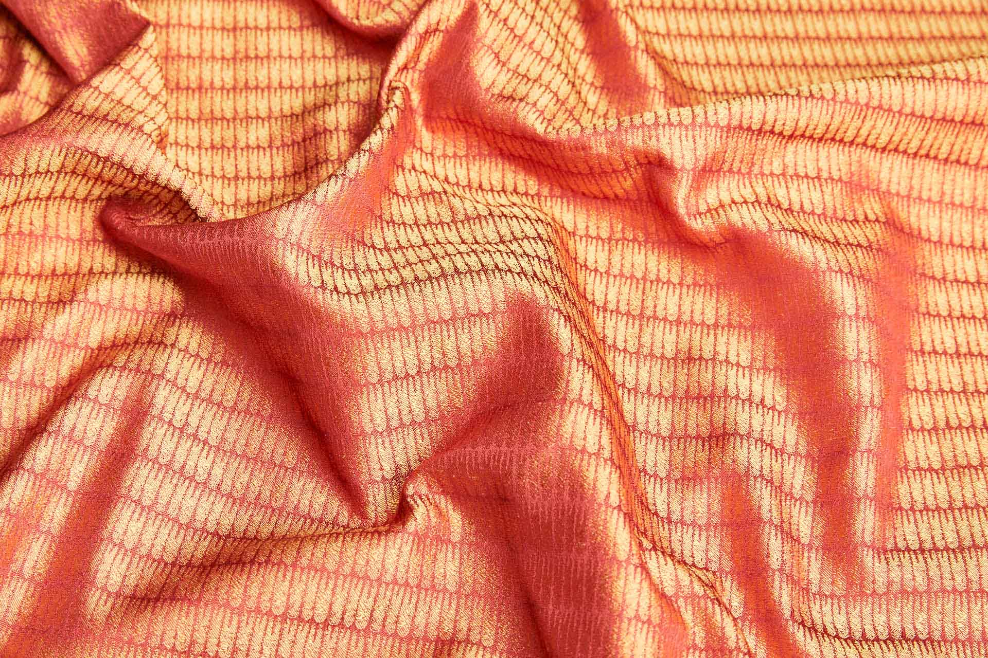 Red and Yellow Reversible Brocade fabric, image 4 of 9