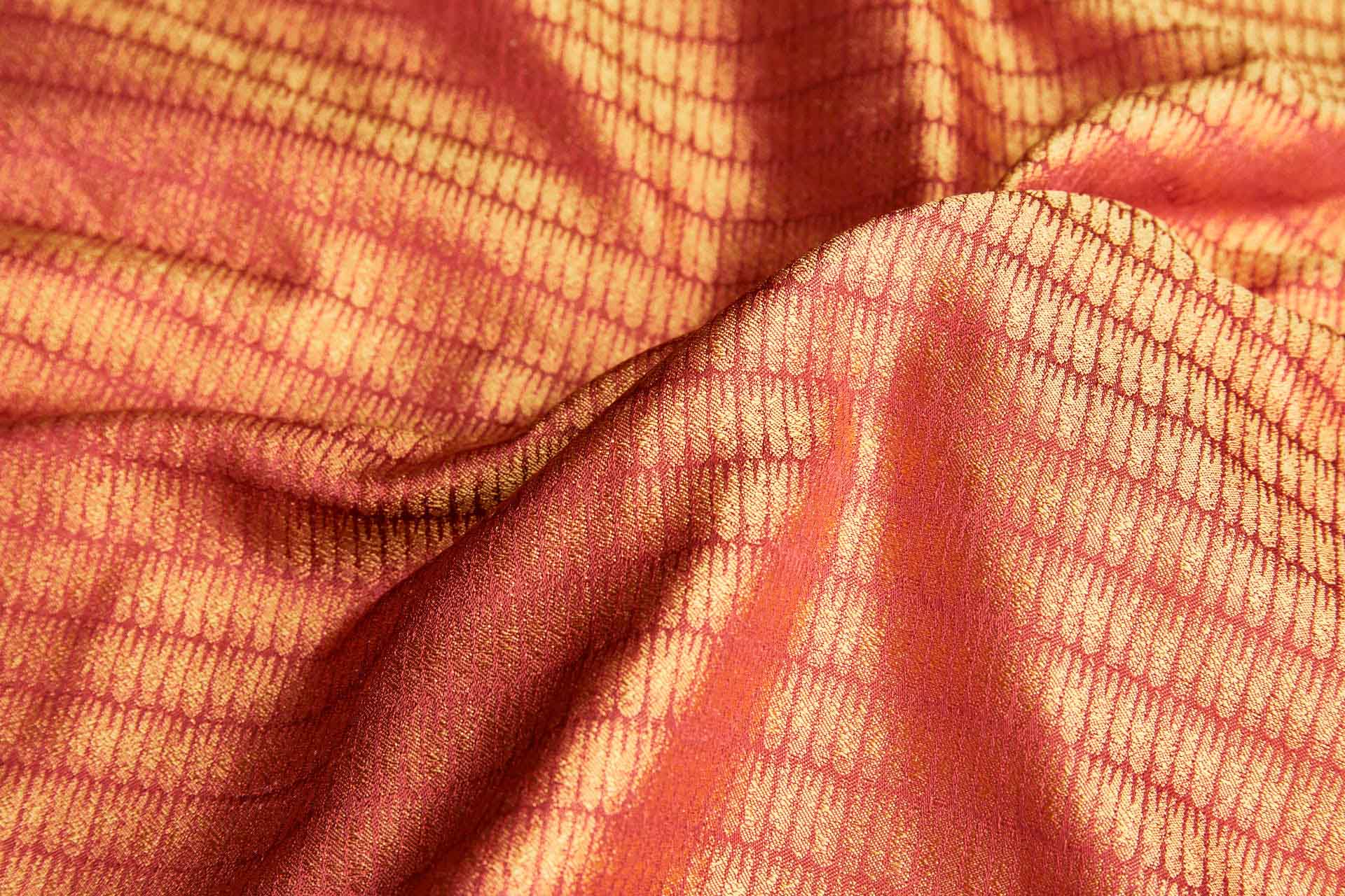 Red and Yellow Reversible Brocade fabric, image 5 of 9