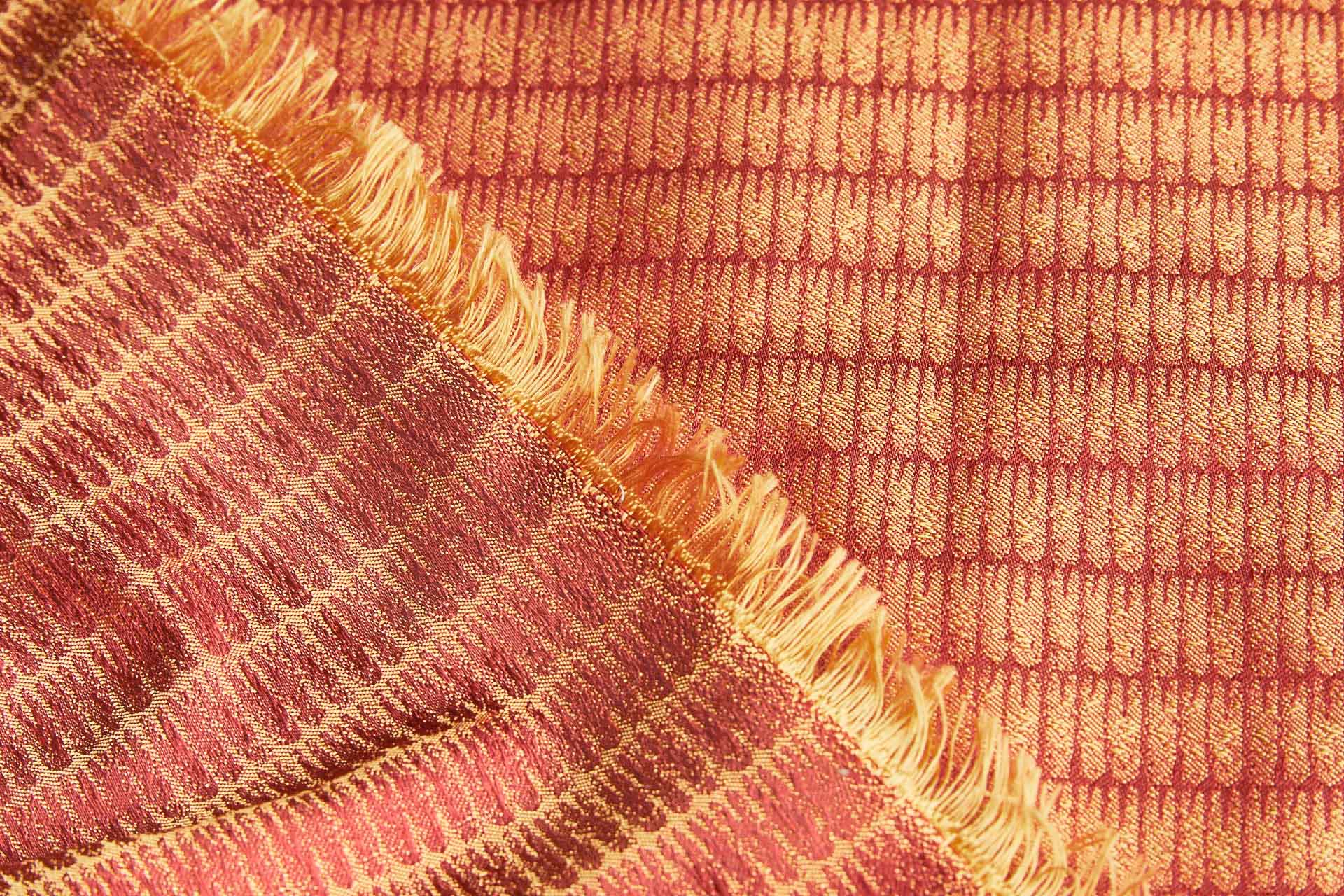 Red and Yellow Reversible Brocade fabric