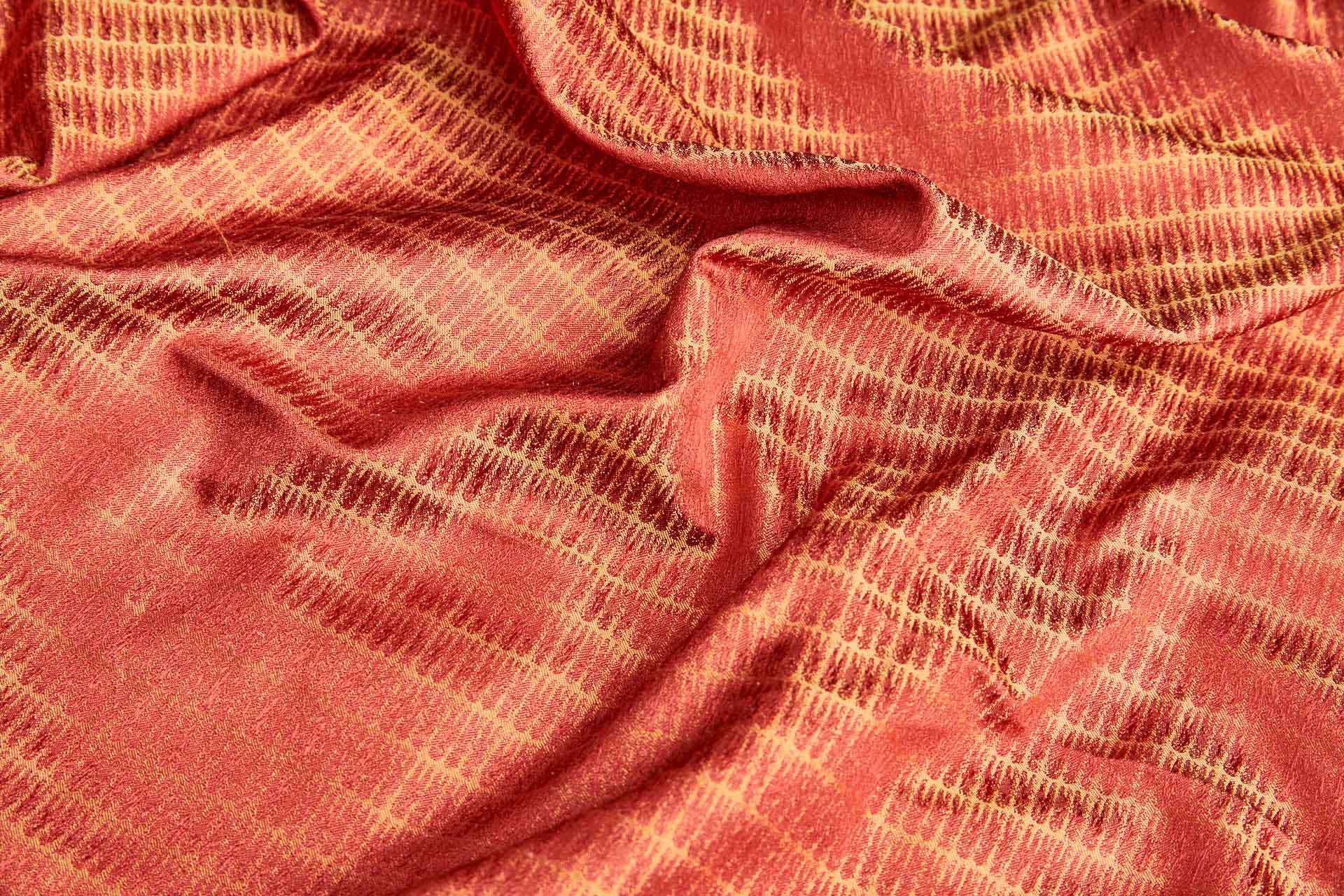 Red and Yellow Reversible Brocade fabric, image 6 of 9
