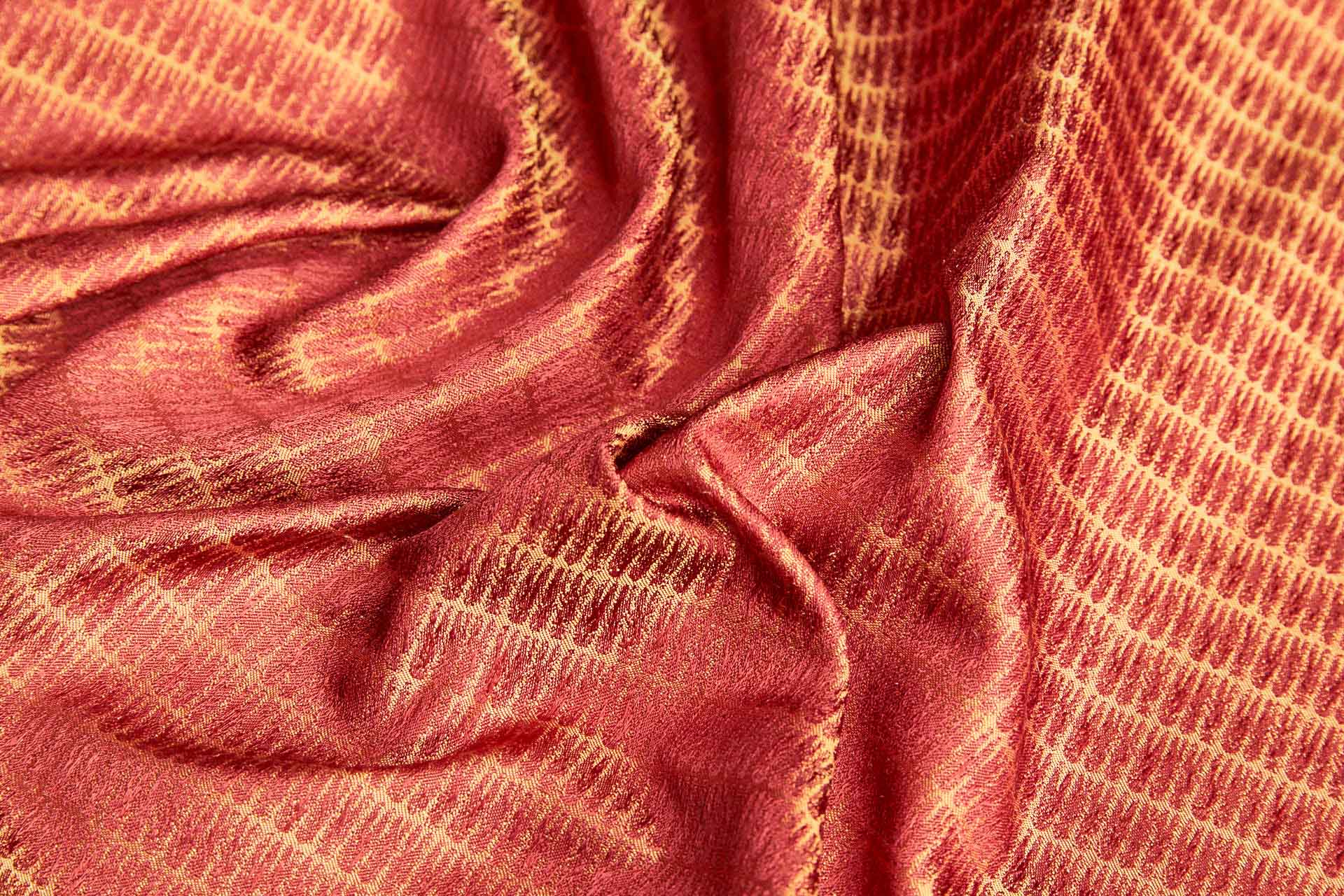 Red and Yellow Reversible Brocade fabric, image 8 of 9