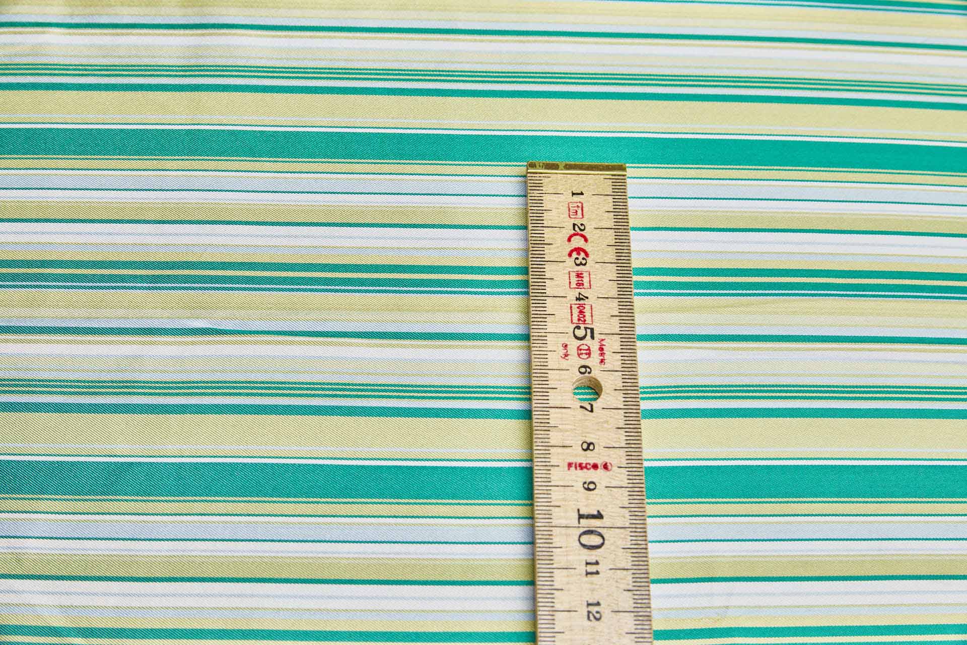 Green and Ivory Woven Stripe Twill fabric, image 2 of 6