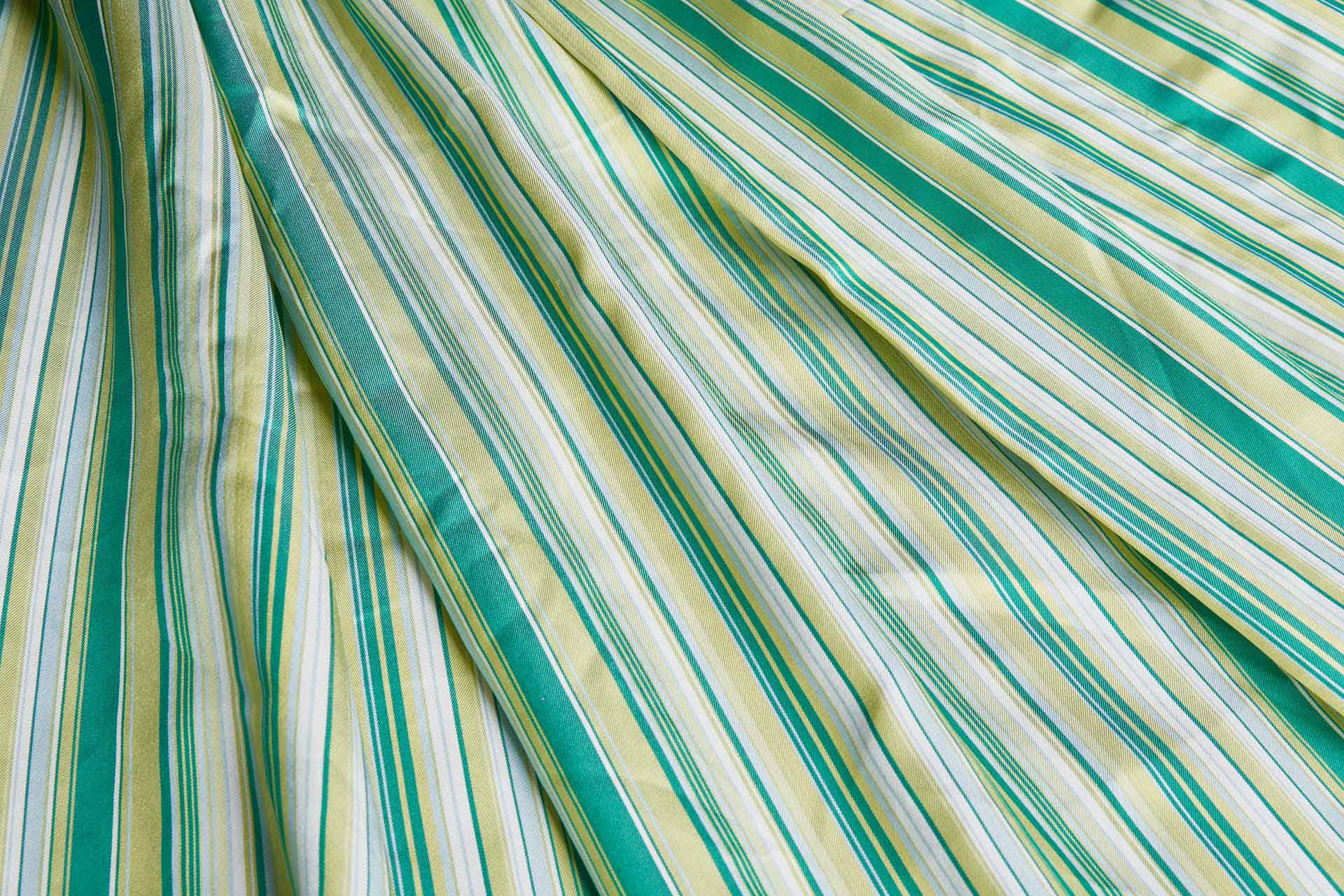 Green and Ivory Woven Stripe Twill fabric, image 4 of 6