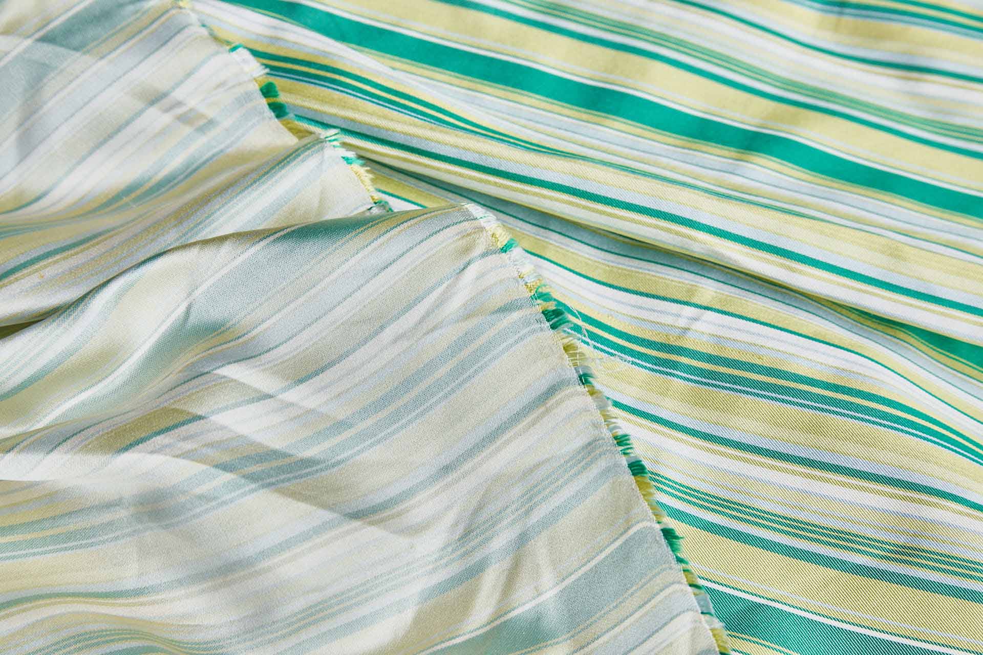 Green and Ivory Woven Stripe Twill fabric, image 5 of 6