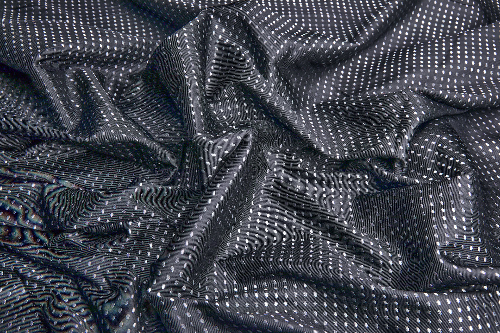 Spot and Stripe Reversible Brocade in Black with Grey and White fabric, image 9 of 9
