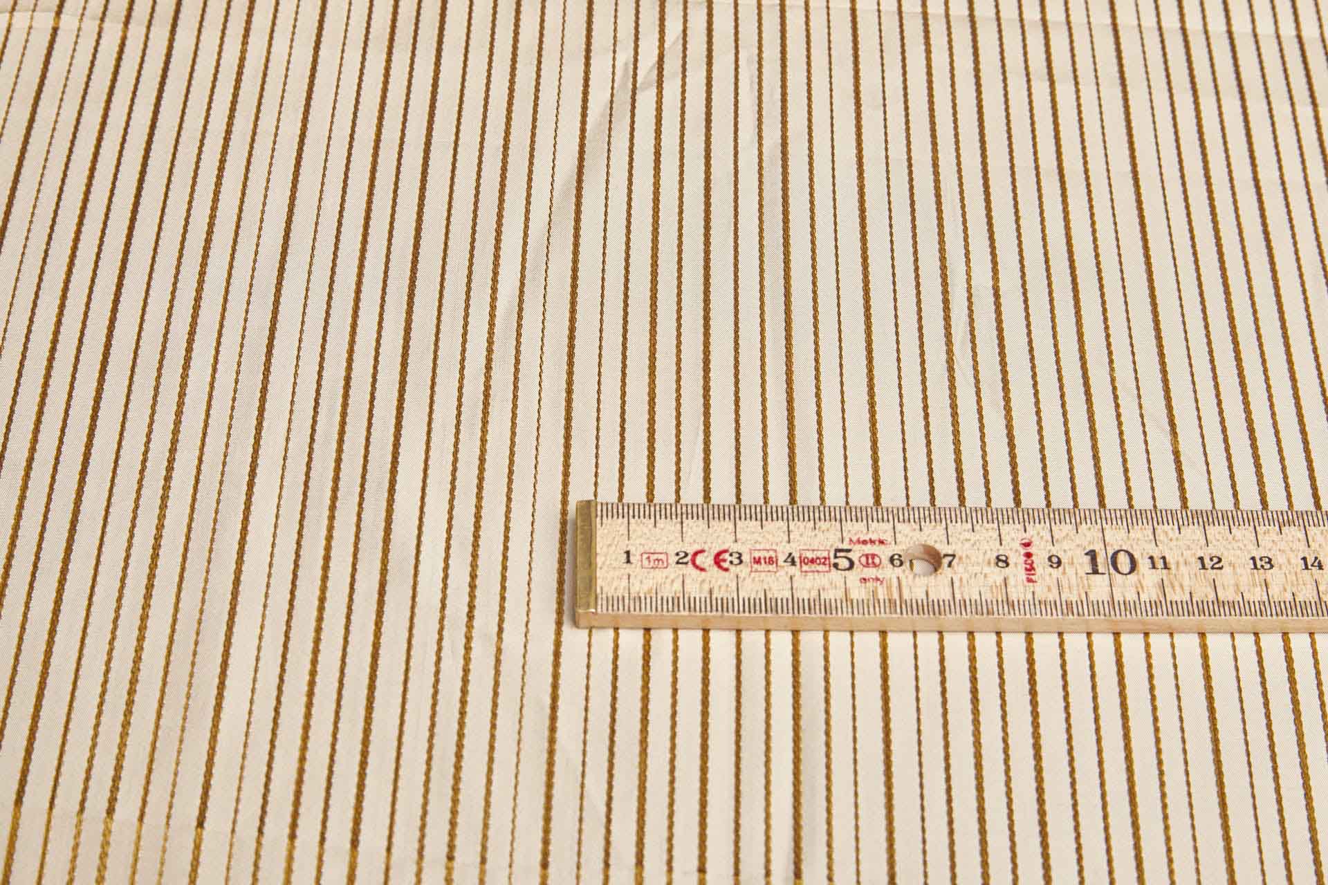 Woven Stripe Taffeta in Cream with Golden Brown fabric, image 2 of 6