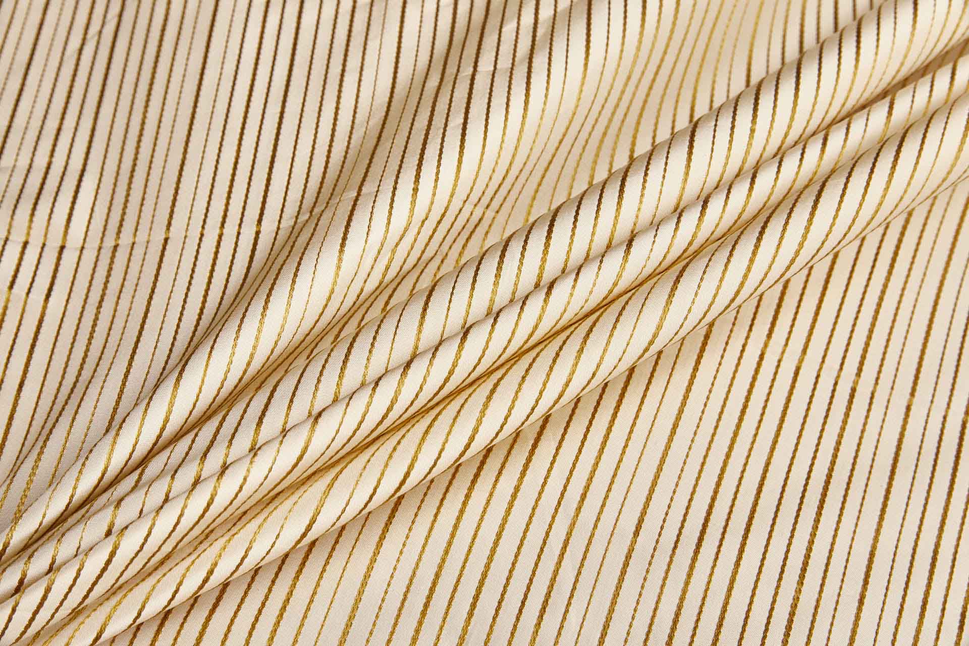 Woven Stripe Taffeta in Cream with Golden Brown fabric, image 3 of 6