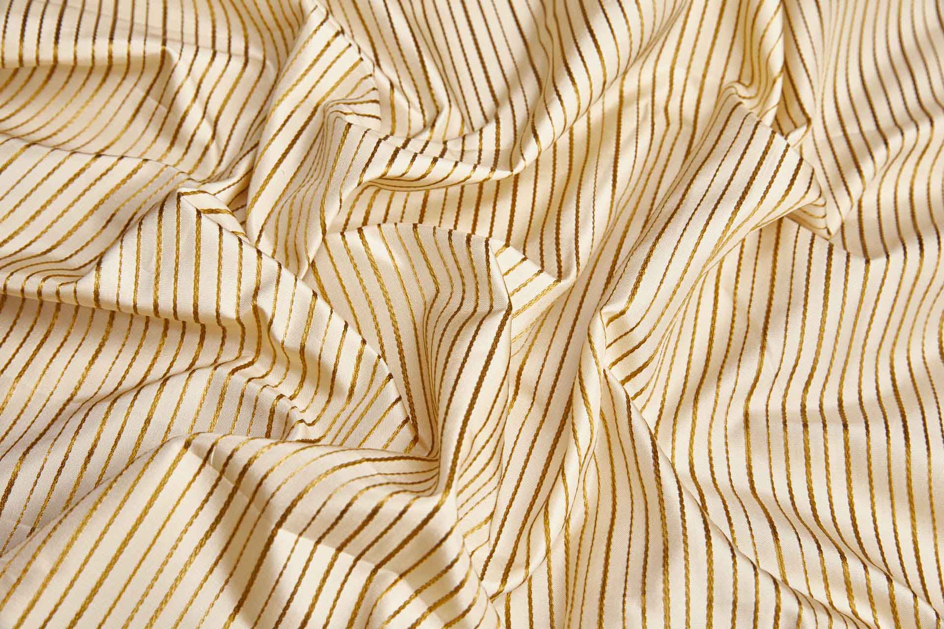Woven Stripe Taffeta in Cream with Golden Brown fabric, image 4 of 6