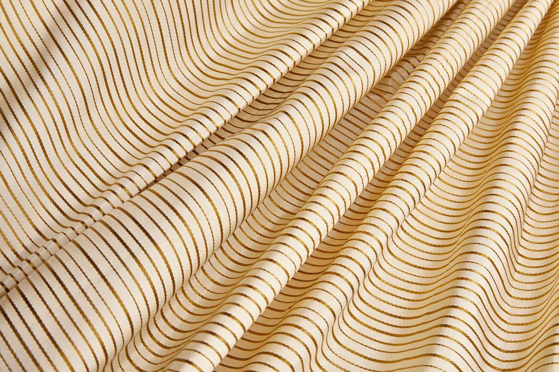 Woven Stripe Taffeta in Cream with Golden Brown fabric, image 5 of 6