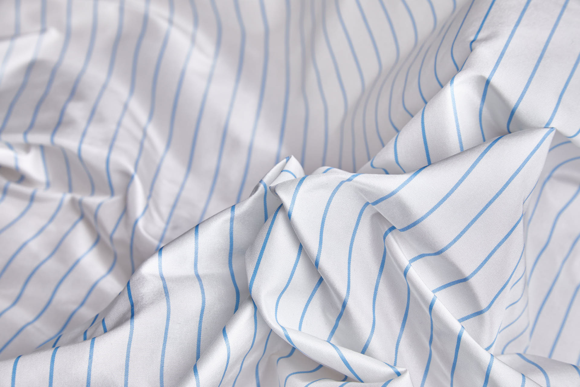Silk Taffeta - Blue Pinstripe on Ivory fabric