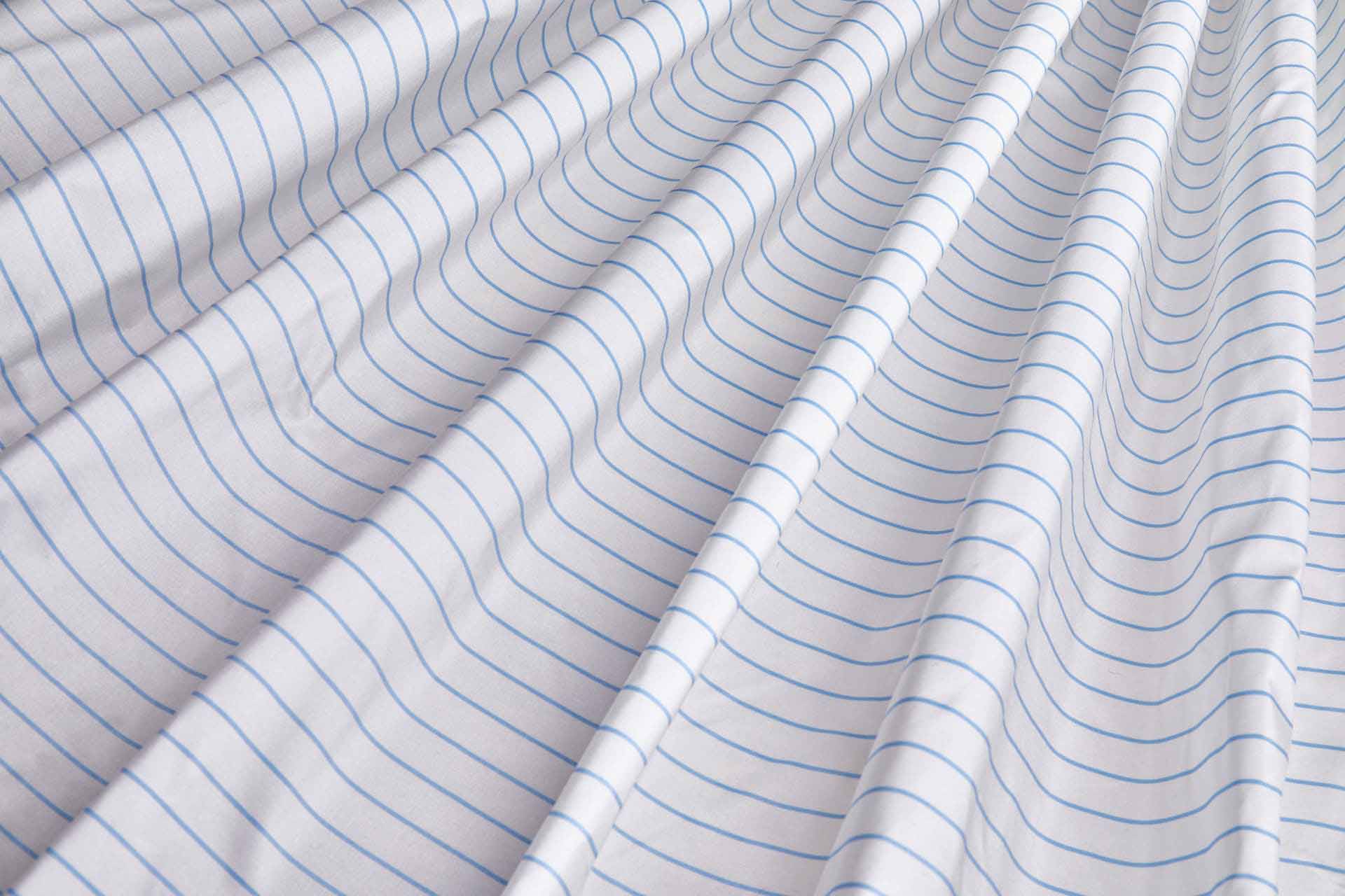 Silk Taffeta - Blue Pinstripe on Ivory fabric, image 5 of 6