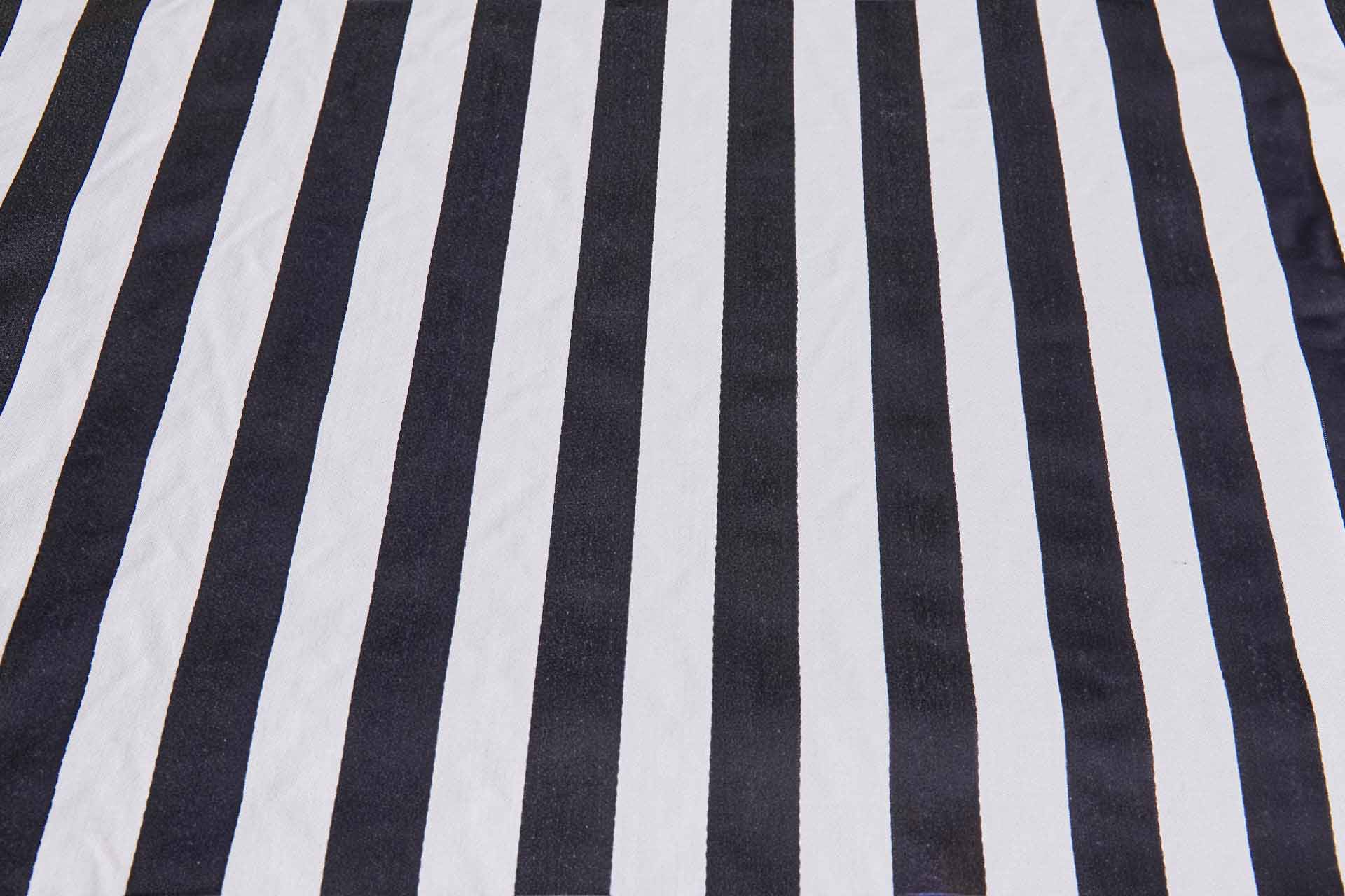 Cotton Sateen Stripe in Off White and Black fabric, image 7 of 7