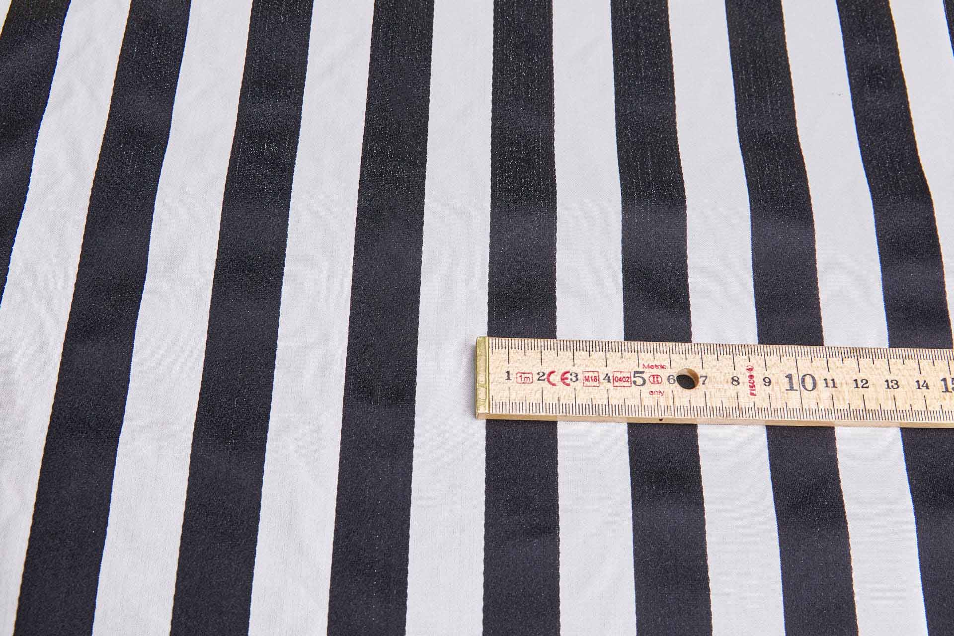 Cotton Sateen Stripe in Off White and Black fabric, image 2 of 7