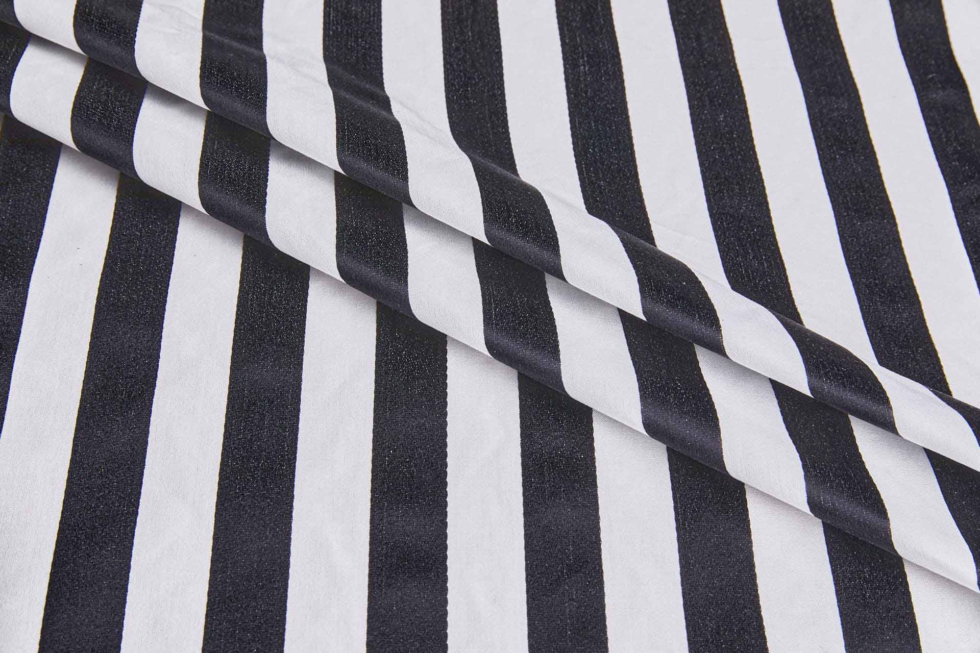 Cotton Sateen Stripe in Off White and Black fabric