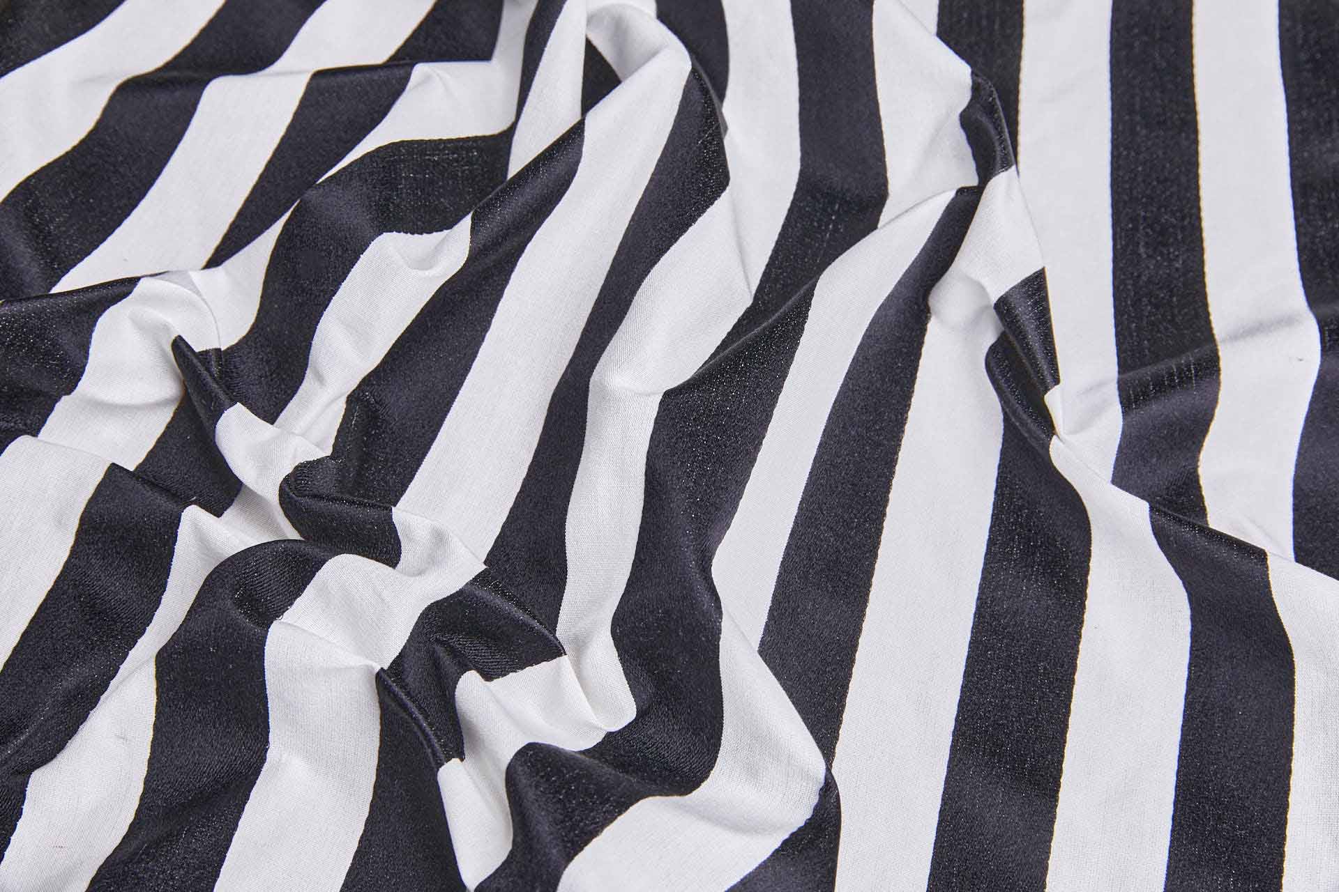 Cotton Sateen Stripe in Off White and Black fabric, image 3 of 7